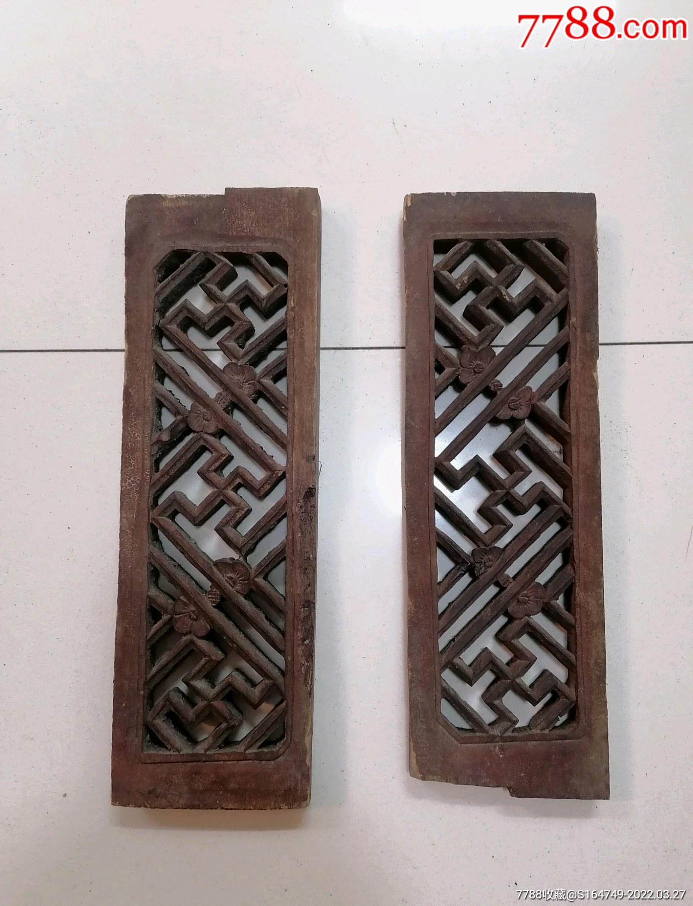 镂空万字梅花花板一对