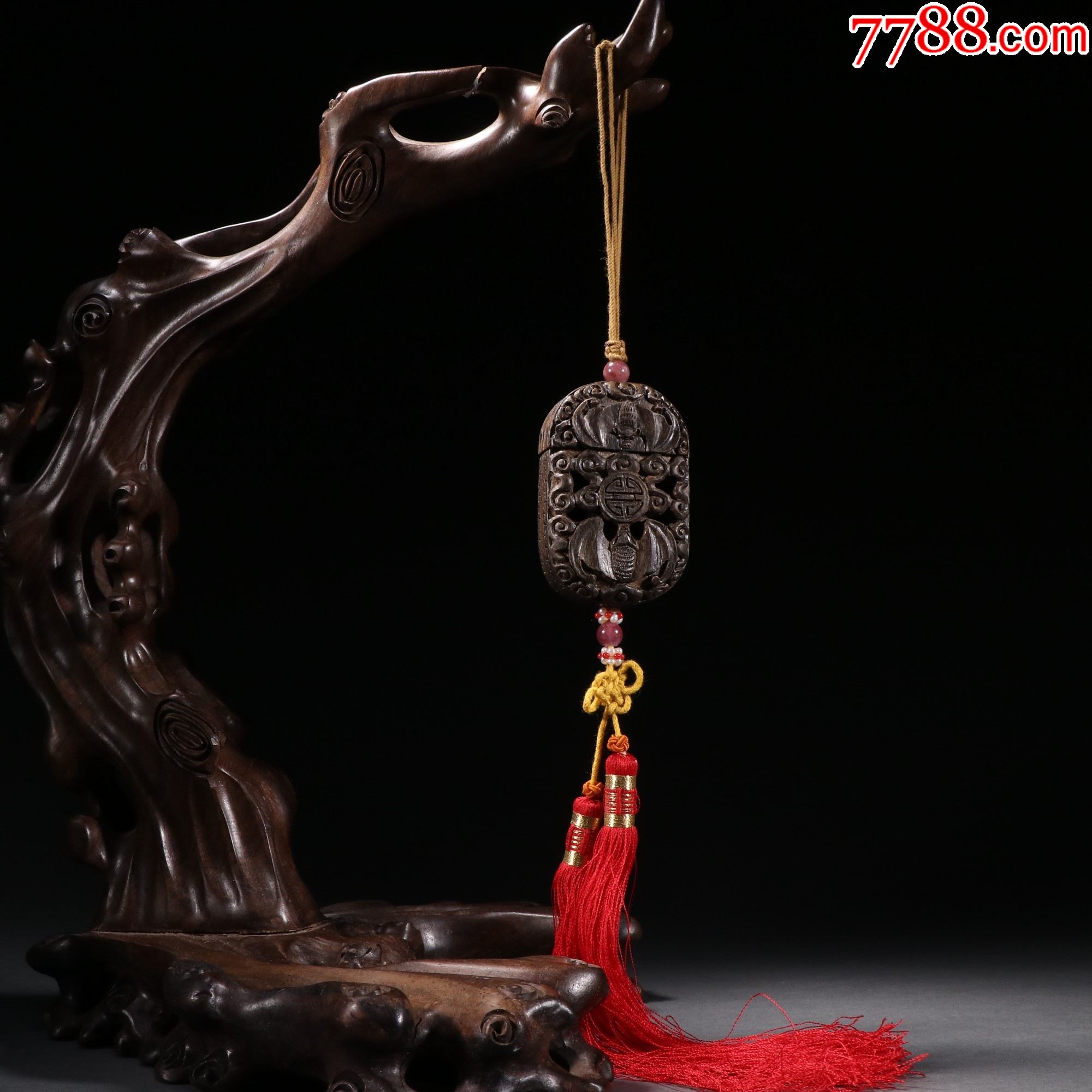 沉香蝙蝠求寿香囊._其他根雕/木雕_图片鉴赏_收藏价值_7788青花瓷收藏