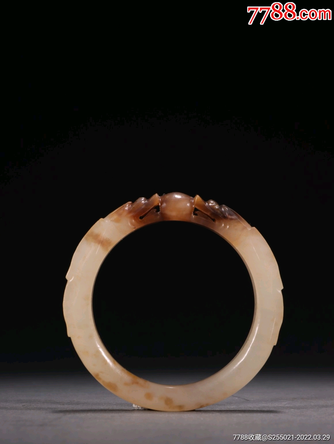 和田玉双龙戏珠手镯a21s20f