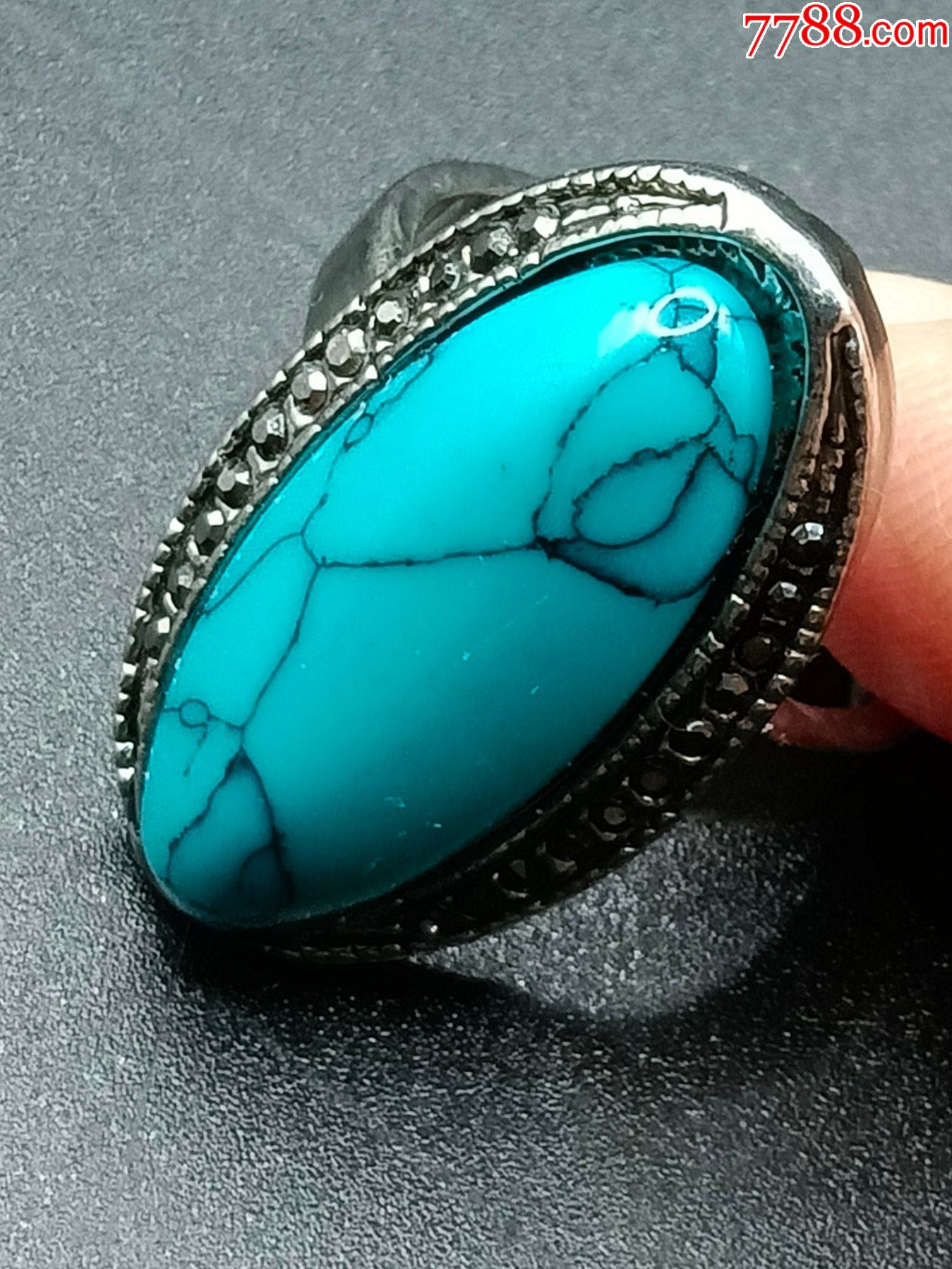 天然原矿高瓷绿松石戒指