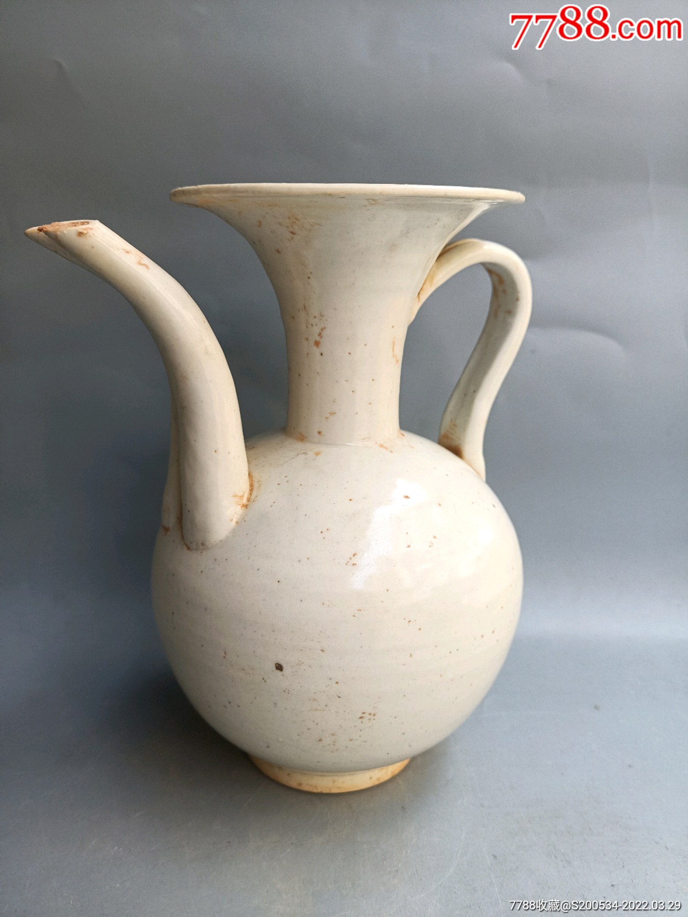 瓷器古玩收藏古董影青高古老窑宋瓷文房摆件礼品升值投资影青白瓷执壶