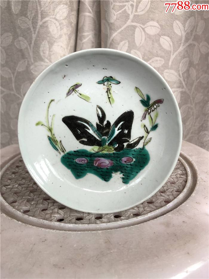 民国粉彩蝶恋花盘
