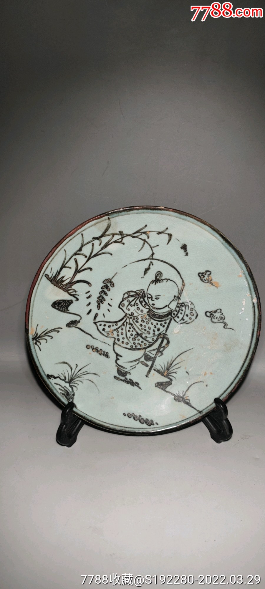 磁州窑盘工艺品人物题材爆竹声中一岁除直径208cm高42cm