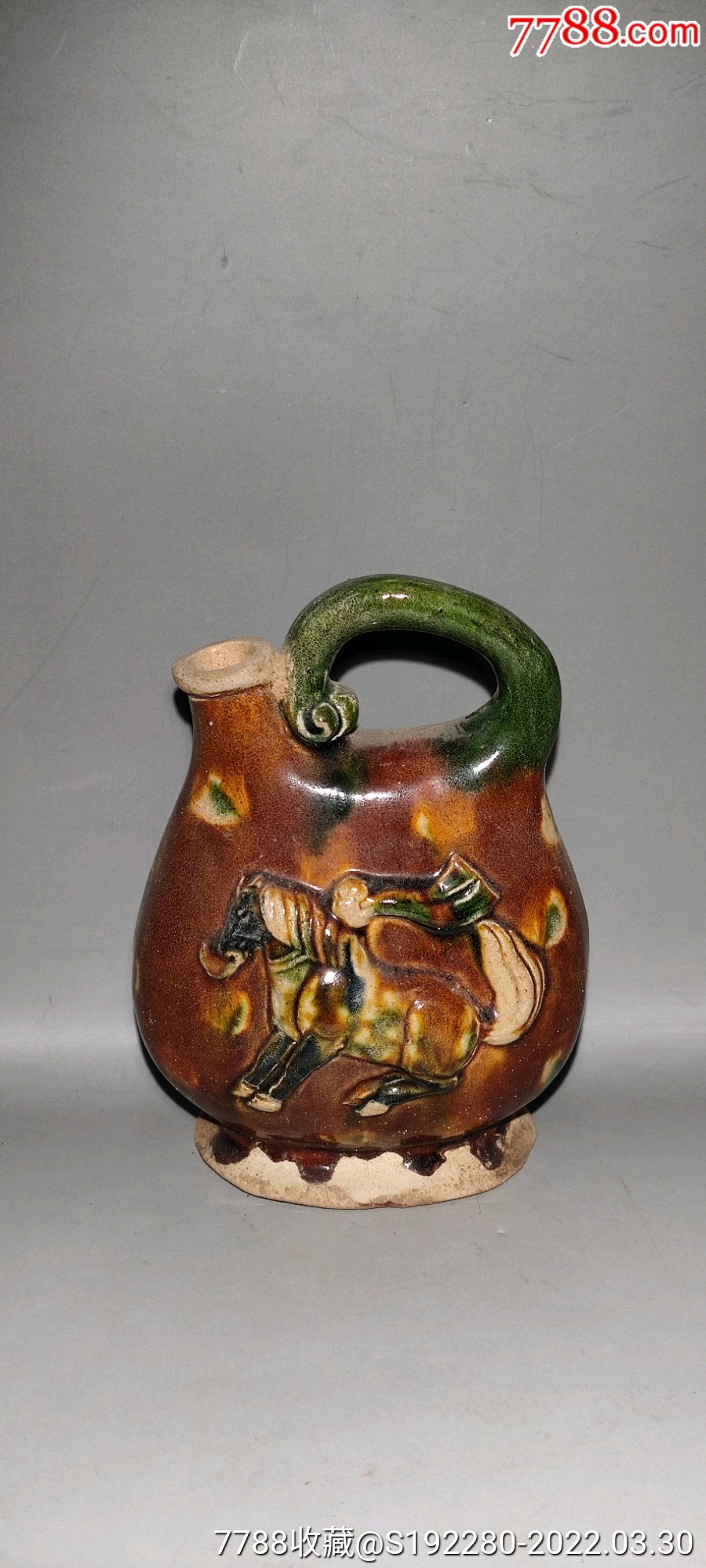 三彩皮囊壶工艺品骏马奔驰多豪迈长12cm宽85cm高165cm