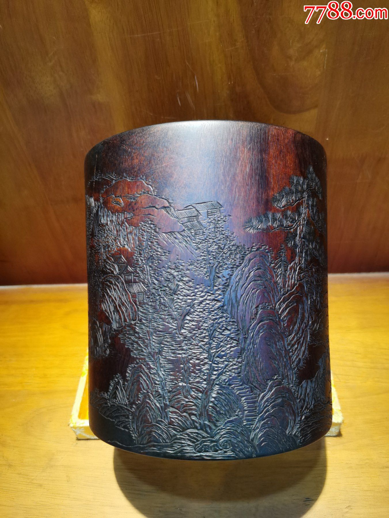 精品文房雅玩清代紫檀木老笔筒