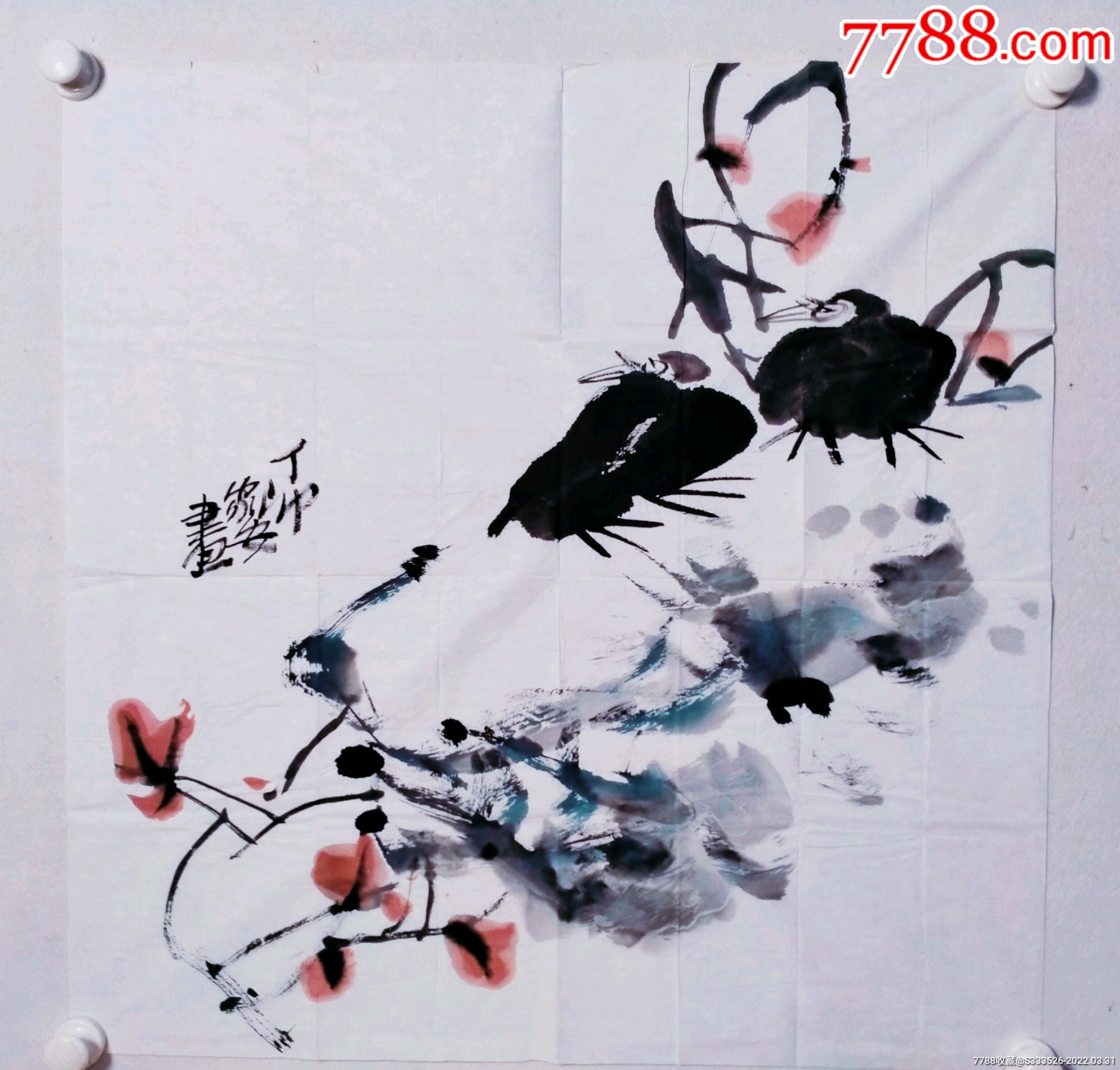 何家安四尺斗方花鸟一幅尺寸69675