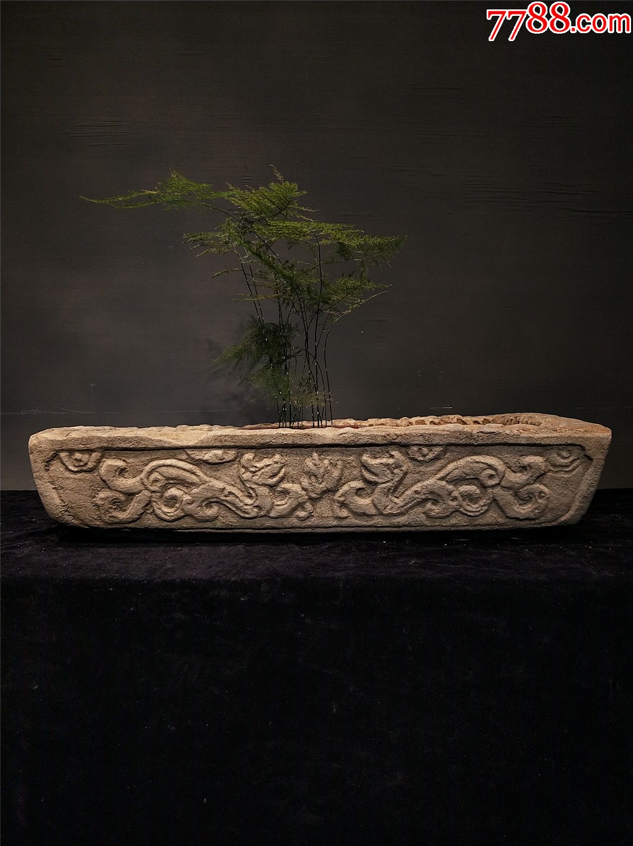 四面草龙石盆老水槽汉白玉