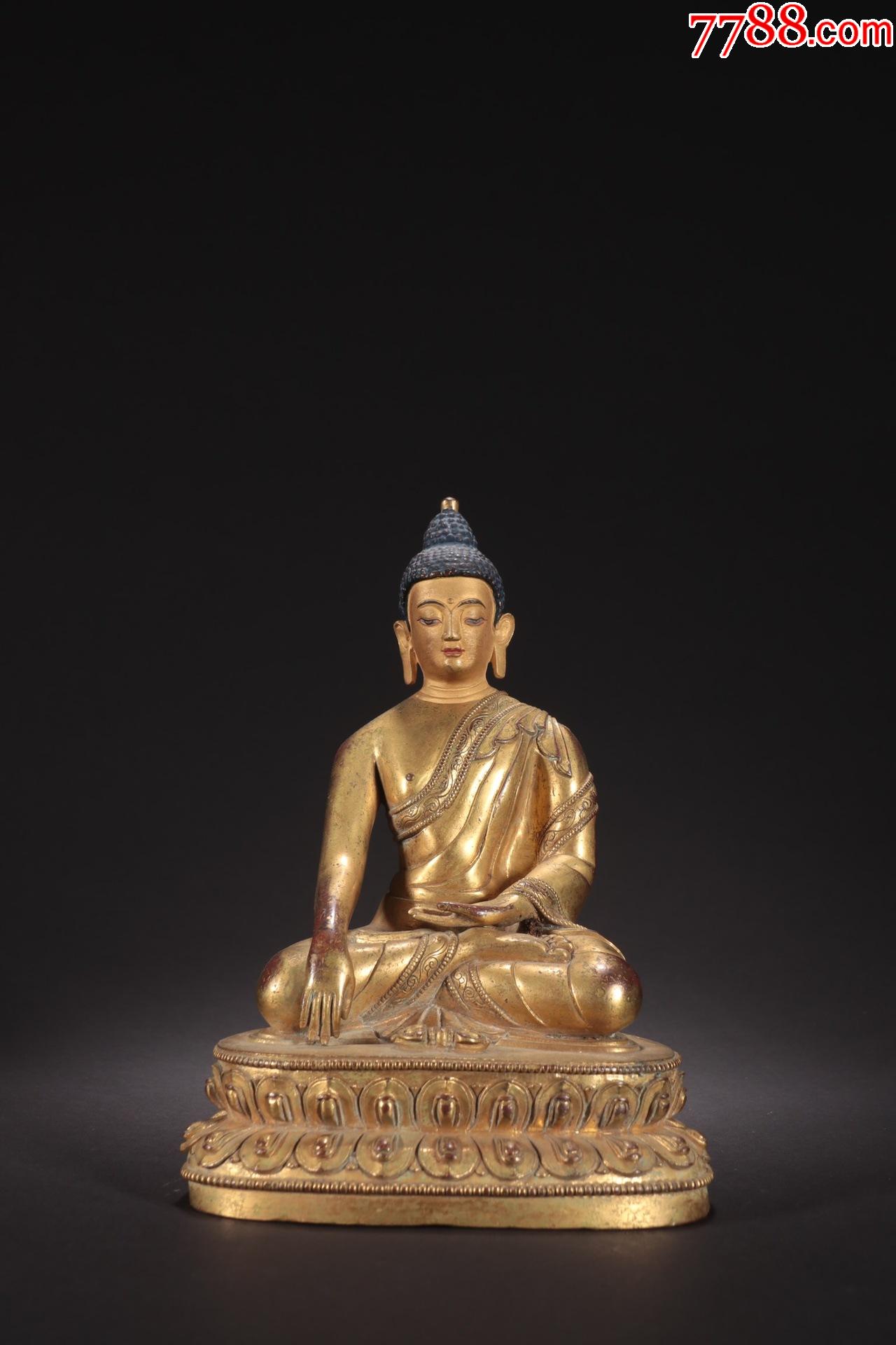 铜鎏金"释迦牟尼"佛造像.-铜像/铜佛像-7788宣纸