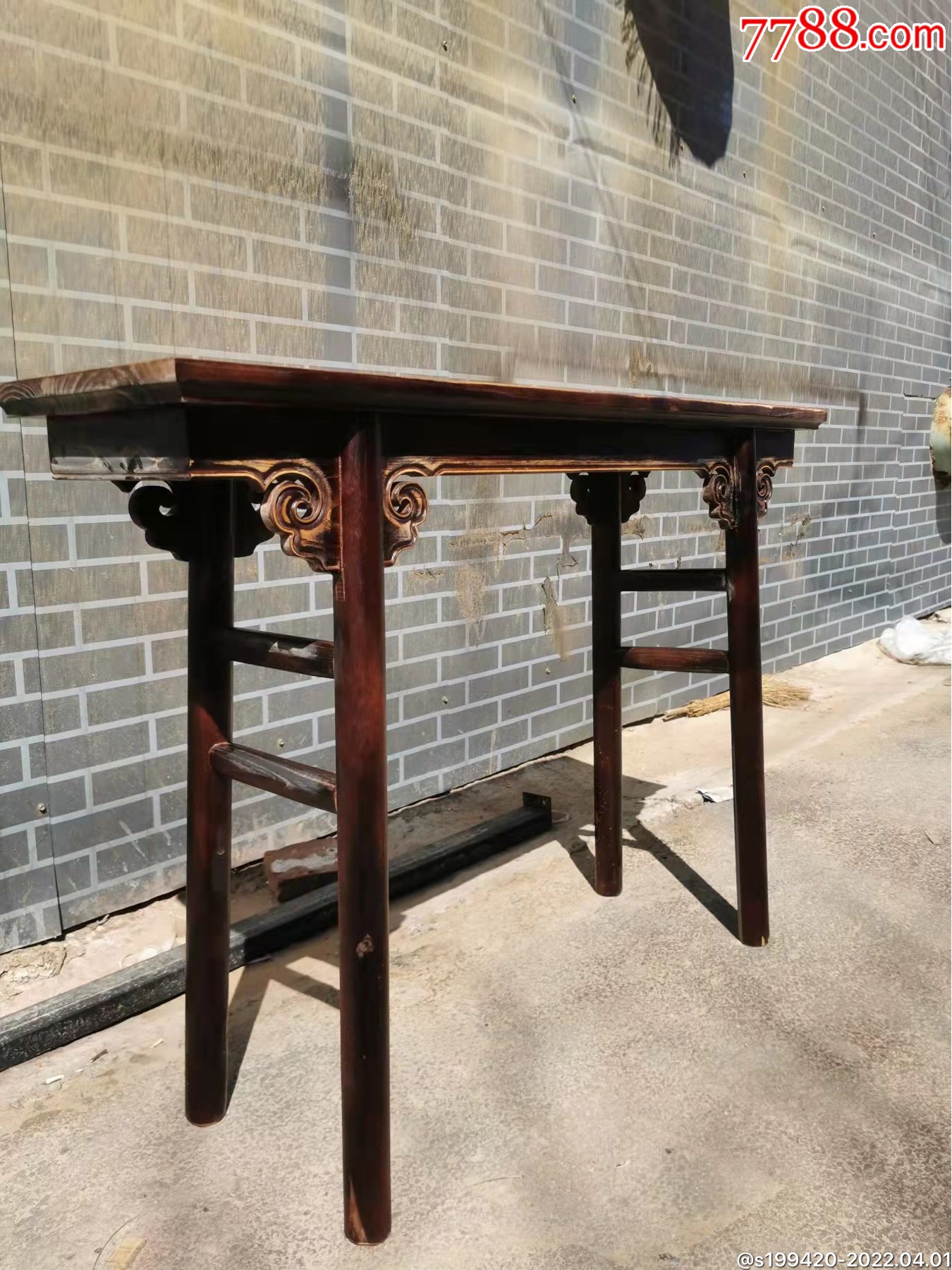 老榆木平头条案长120宽33高86榫卯结构做工精细结实牢固纹理清晰漂亮