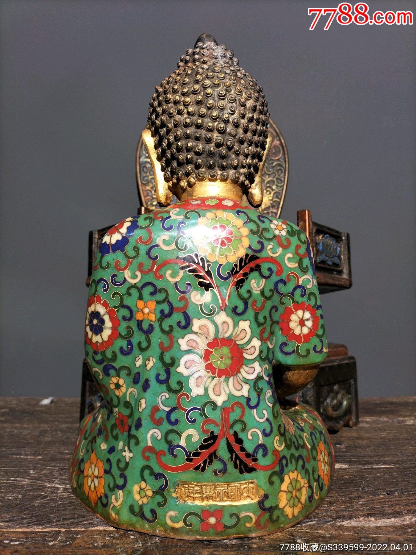 旧藏老漆器佛龛装藏老铜胎开光景泰蓝释迦牟尼像一尊佛堂礼堂供奉佛像