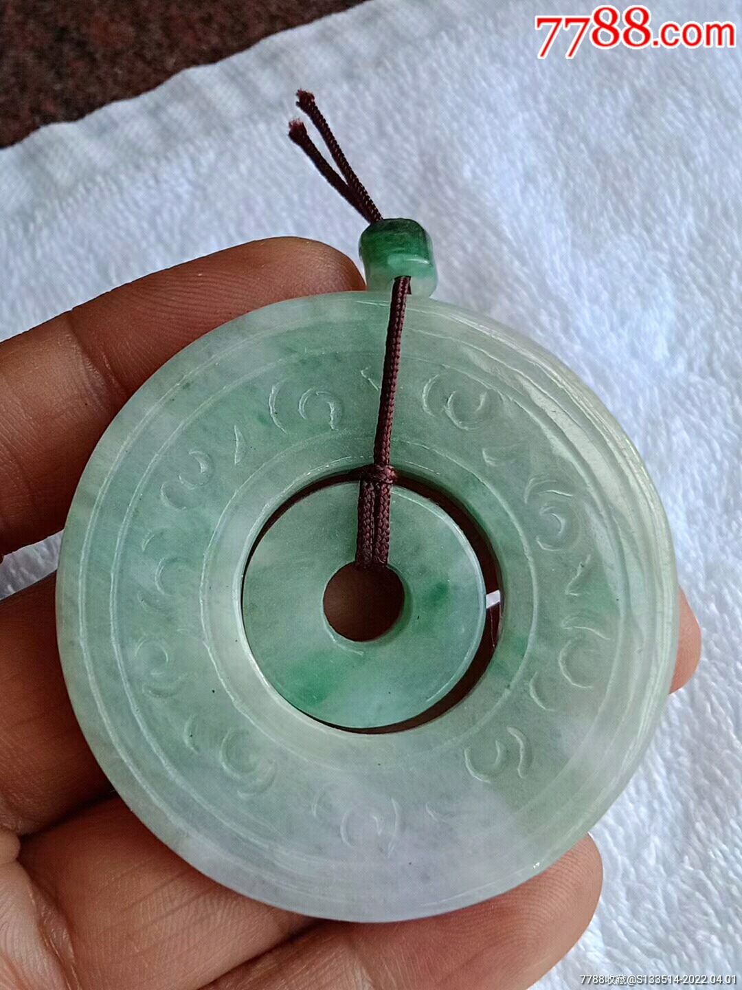 缅甸翡翠1062a5阳绿子母扣挂件送证书