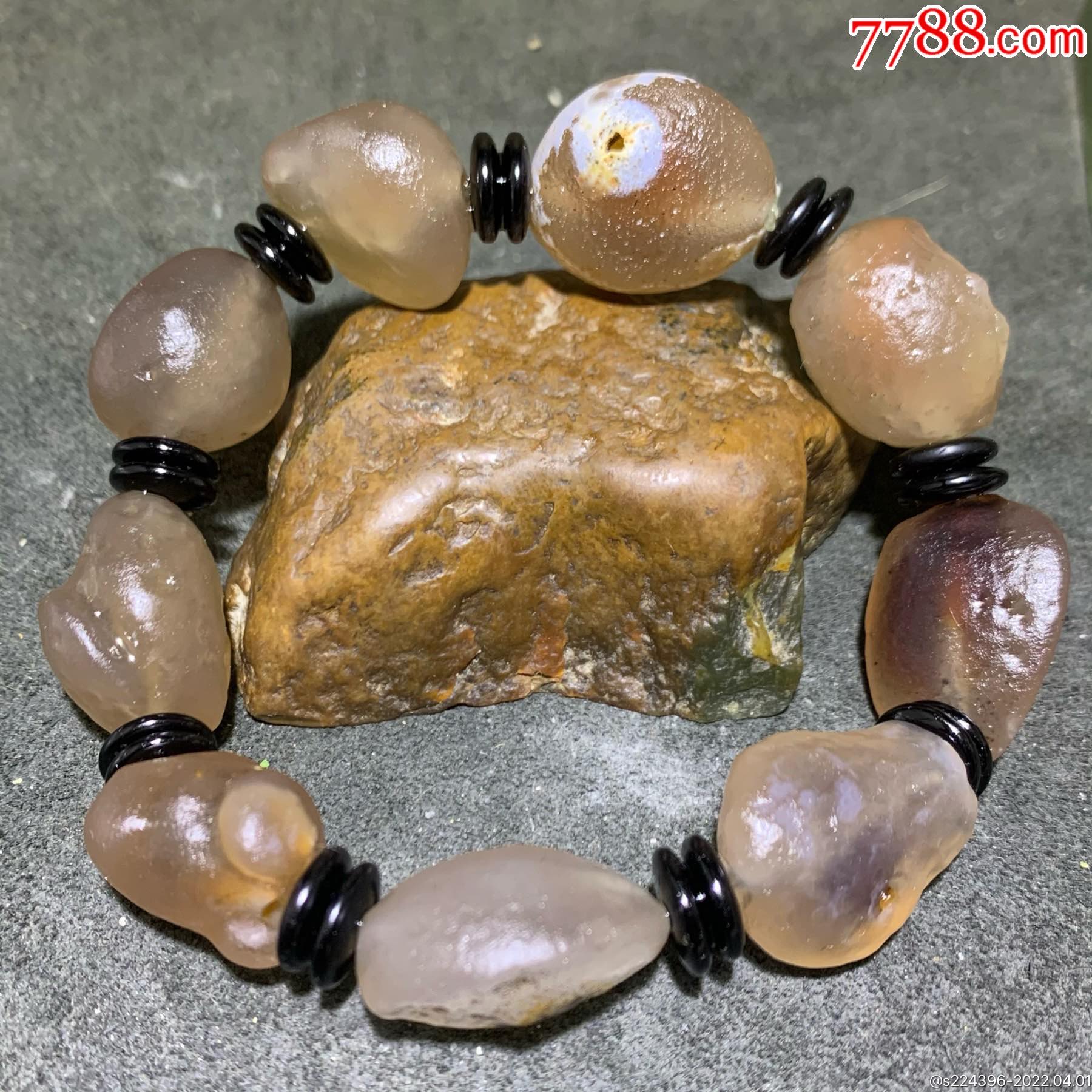 精美天然阿拉善糖心玛瑙原石手串一条,-价格:88元-se86277980-玛瑙