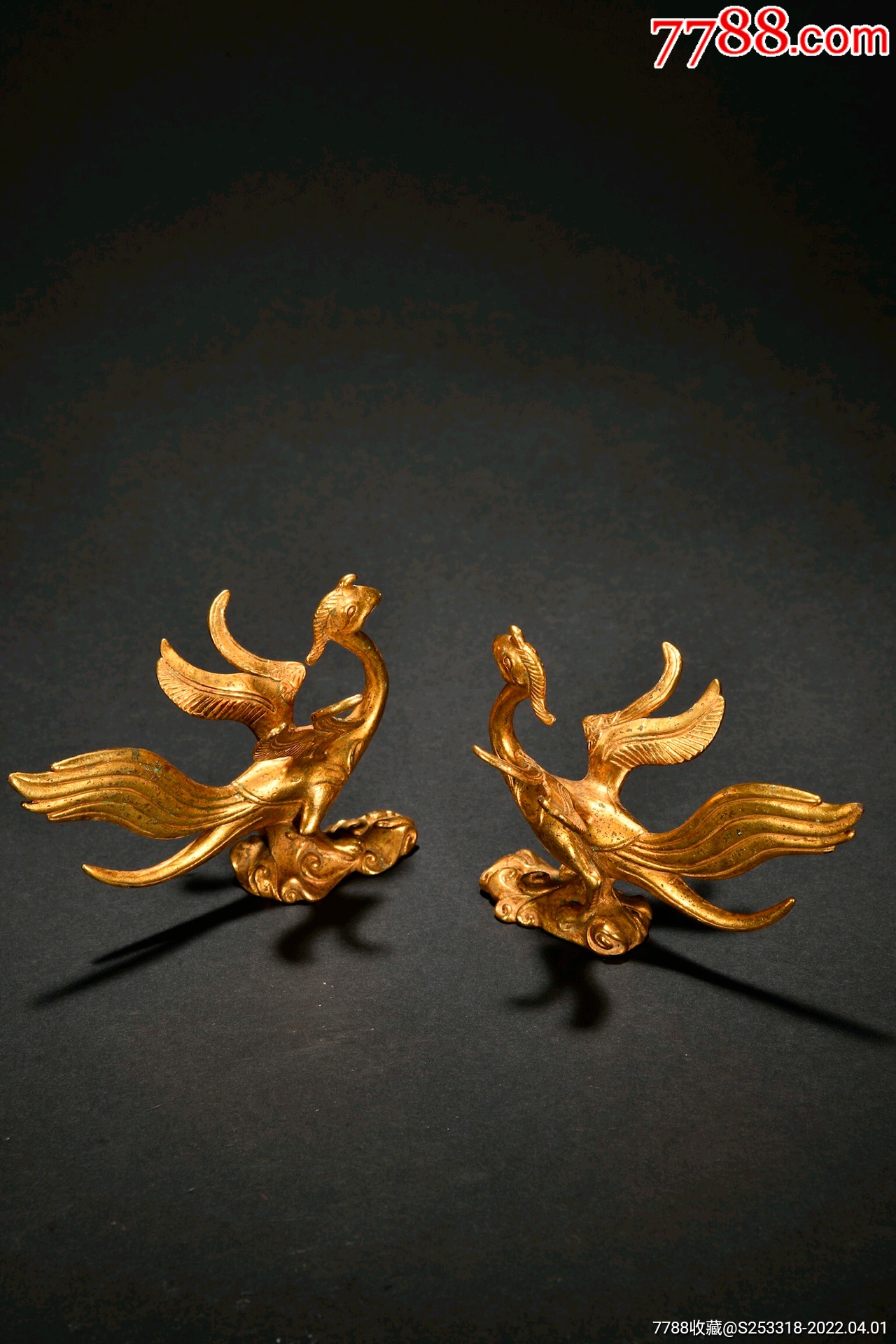 铜鎏金凤凰摆一对a21s18f