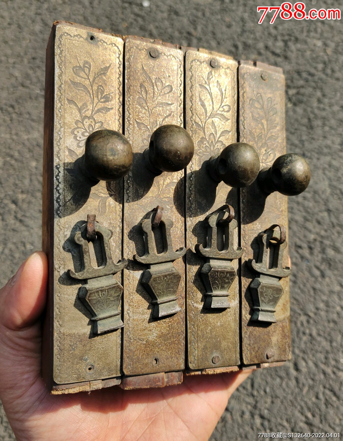 清代老家具柜子门精美铜扣一套