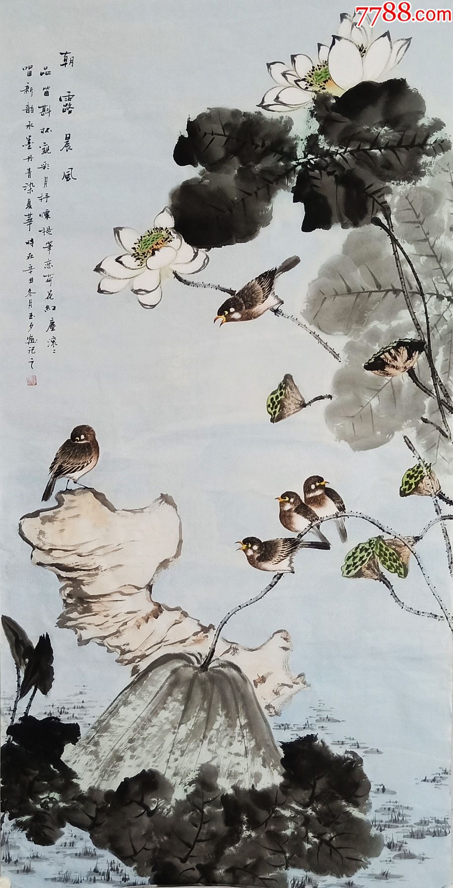 全网独家授权代理国家一级美术师知名画家李玉夕作品朝露晨风