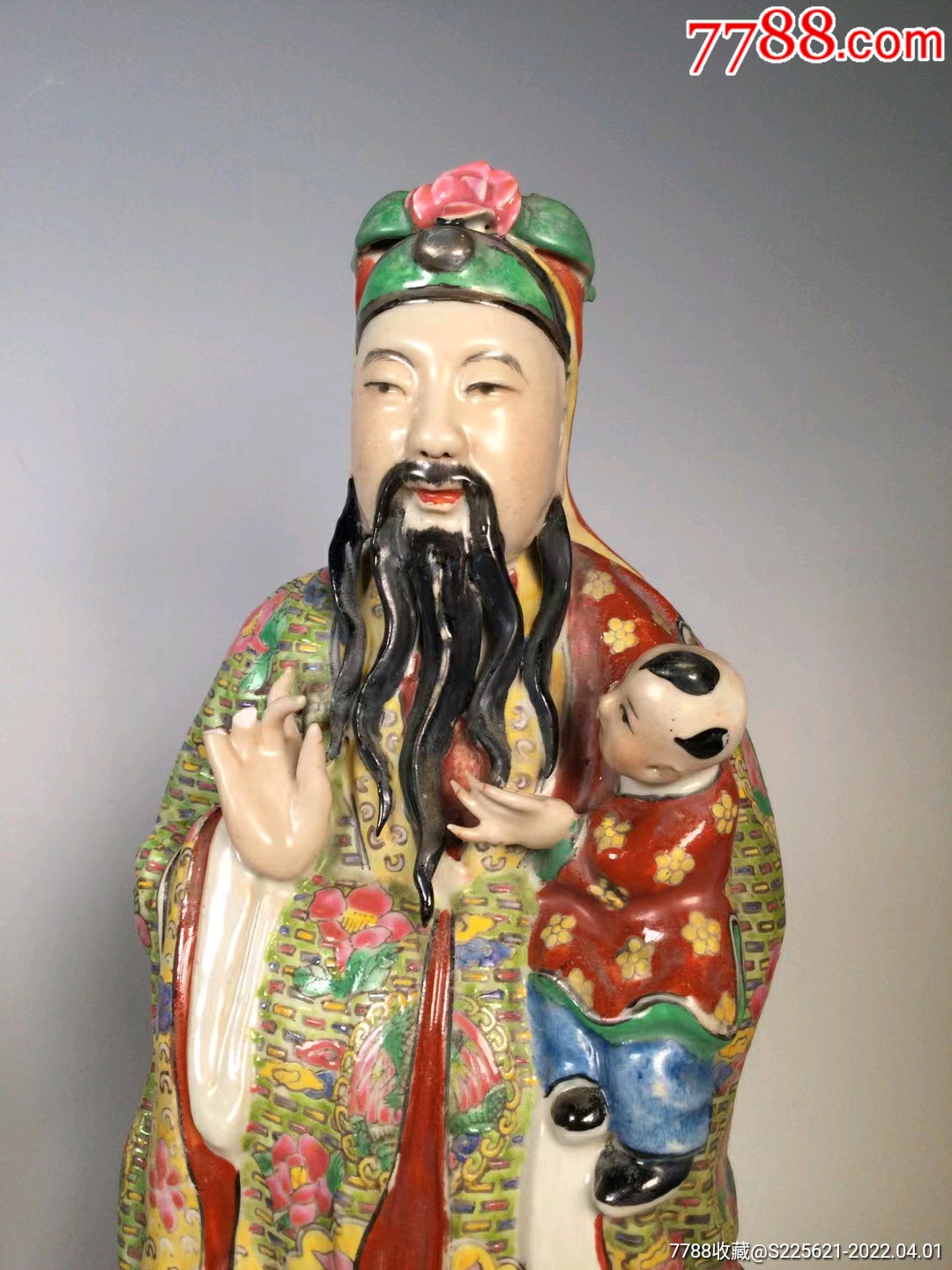 晚清民国初年粉彩福禄寿三星瓷塑摆件_雕塑瓷/瓷雕_第6张_7788玉器