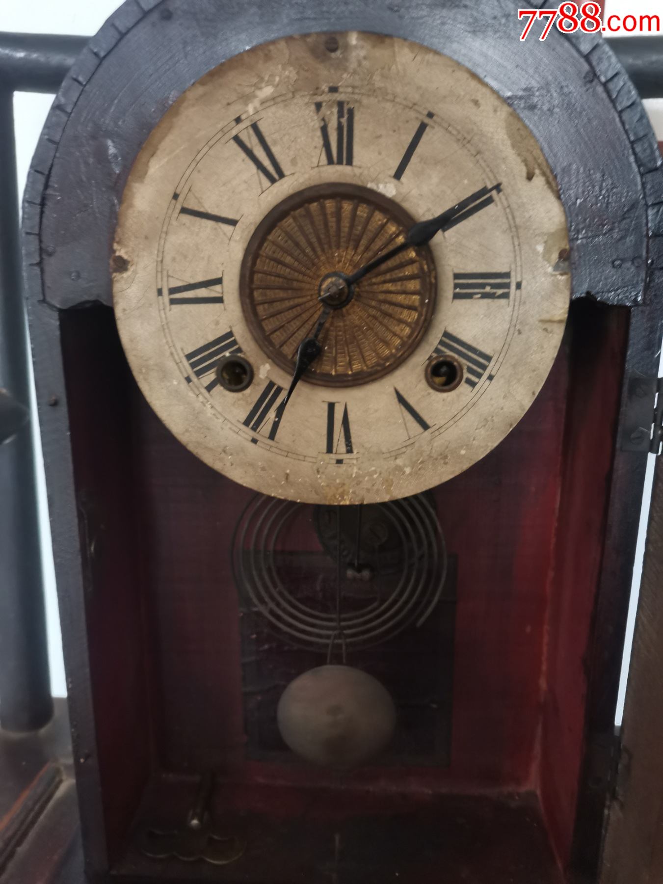 晚清民国时期象球牌圆头座钟原装机器正常打点走时4427512