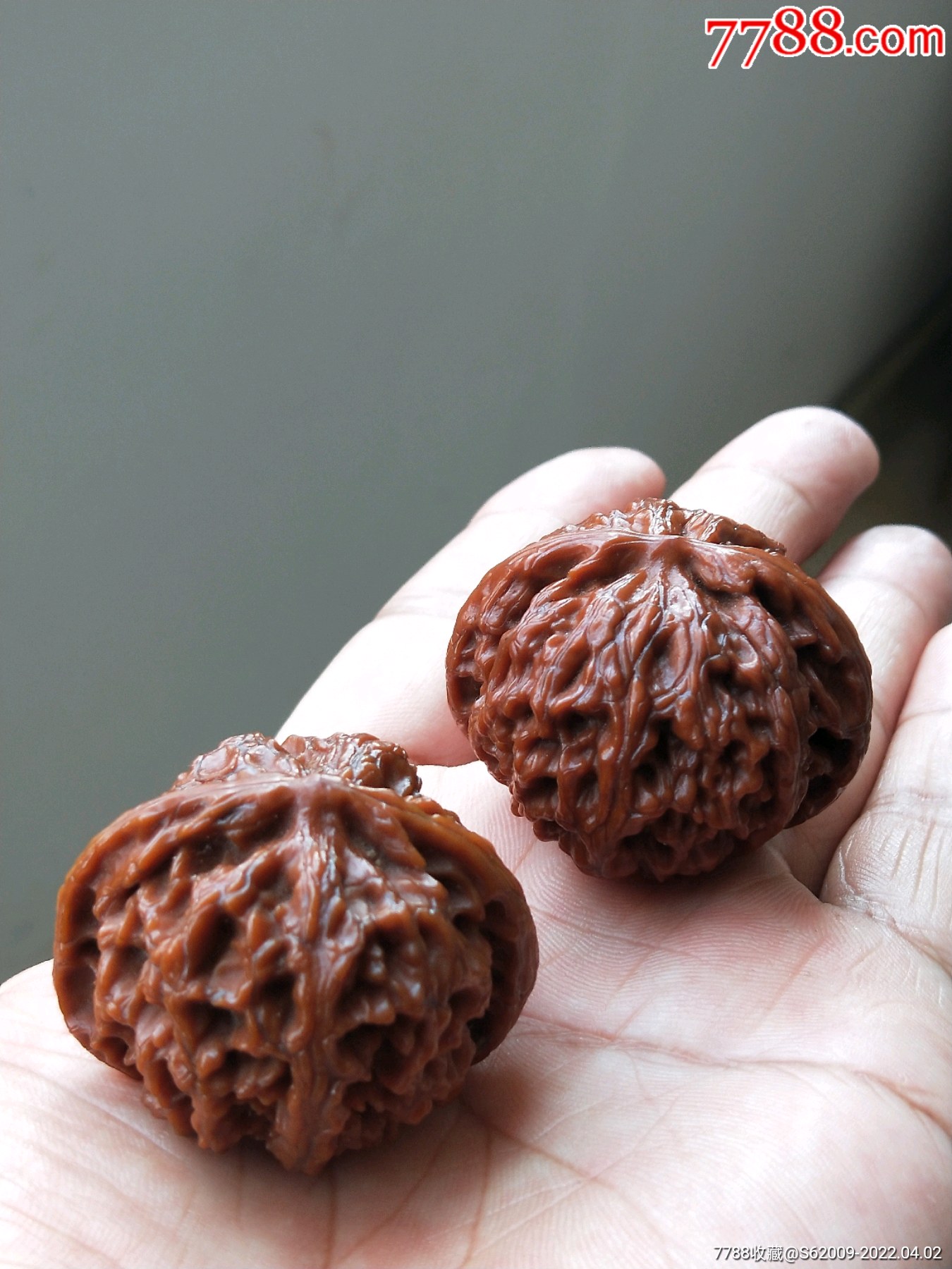 民国全品苹果圆形文玩老核桃一对