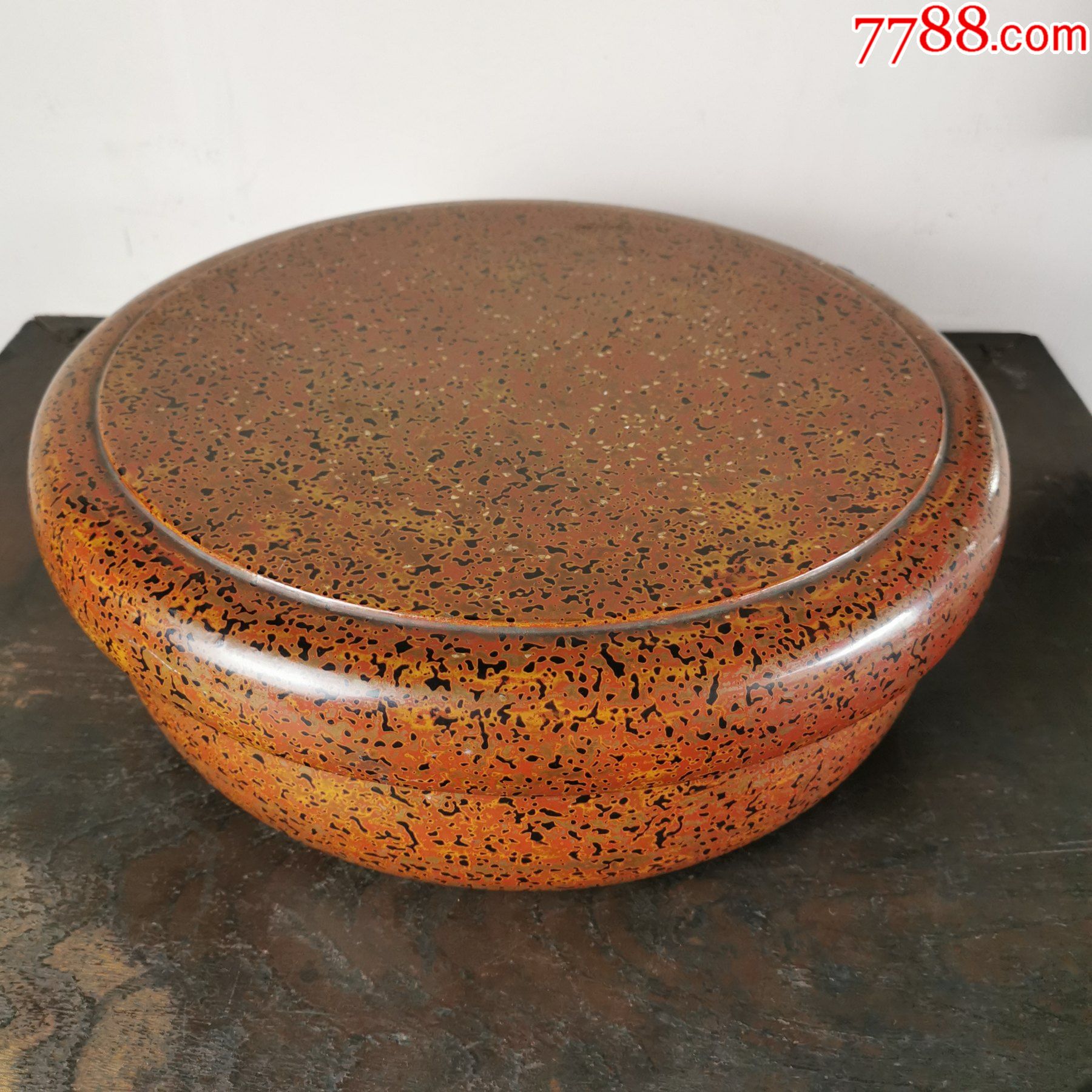 清代犀皮漆盖盒犀皮漆捧盒古玩漆器收藏