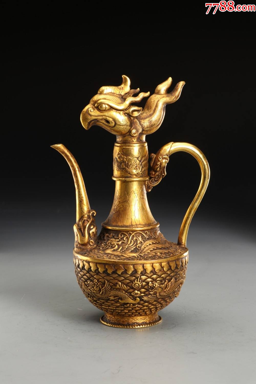 铜鎏金凤纹凤首执壶._铜壶/铜瓶_第1张_7788纸艺