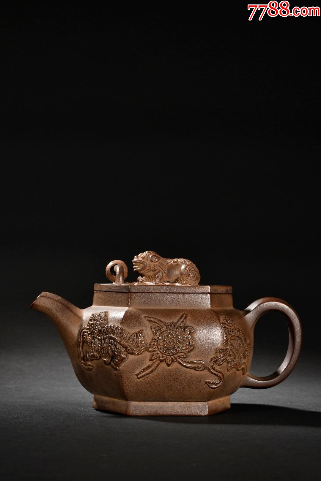 紫砂狮子戏绣球茶壶