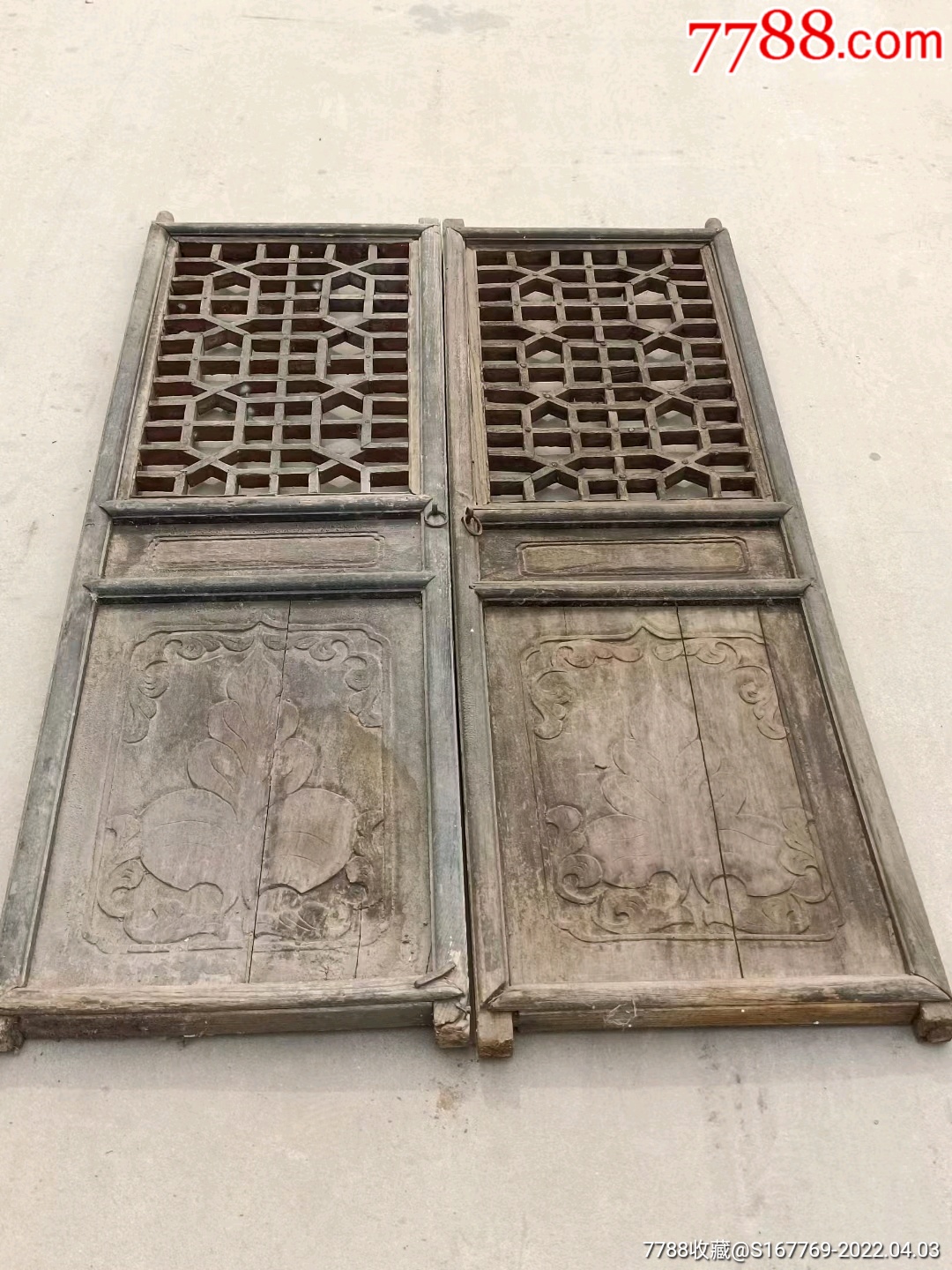 清中期大户人家榆木风门一对