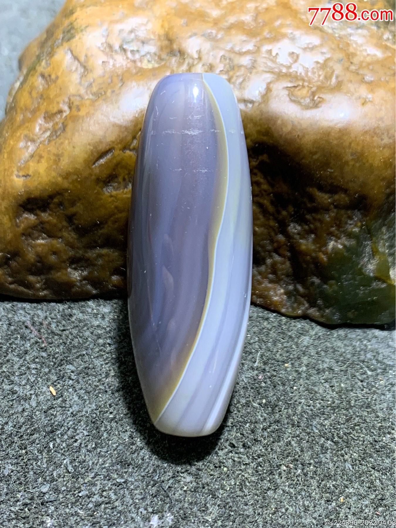 精美千层纹高玉化缠丝玛瑙天珠形桶珠一个