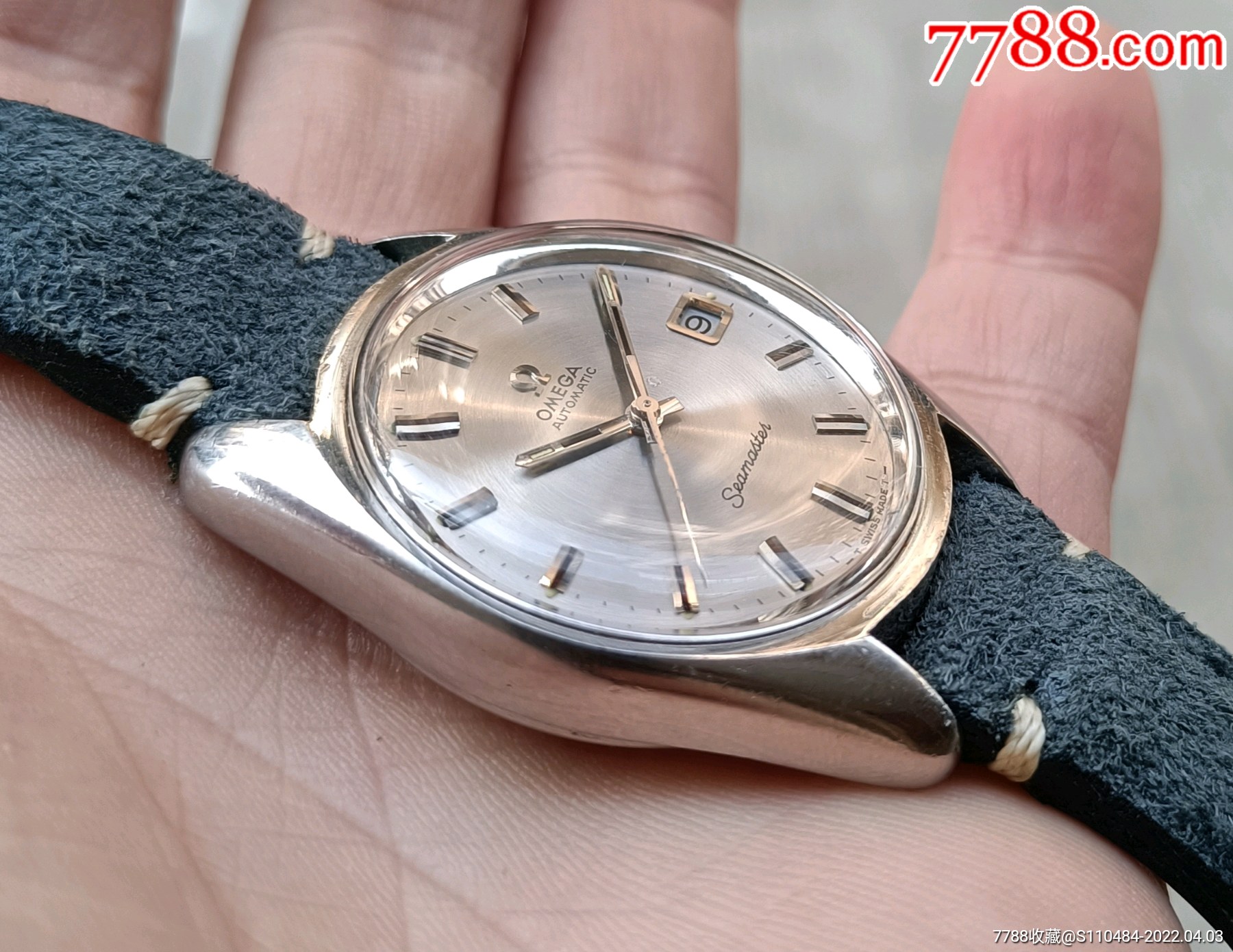 二手手表瑞士古董欧米茄稀少唱片纹565精钢款自动机械海马表径不含把