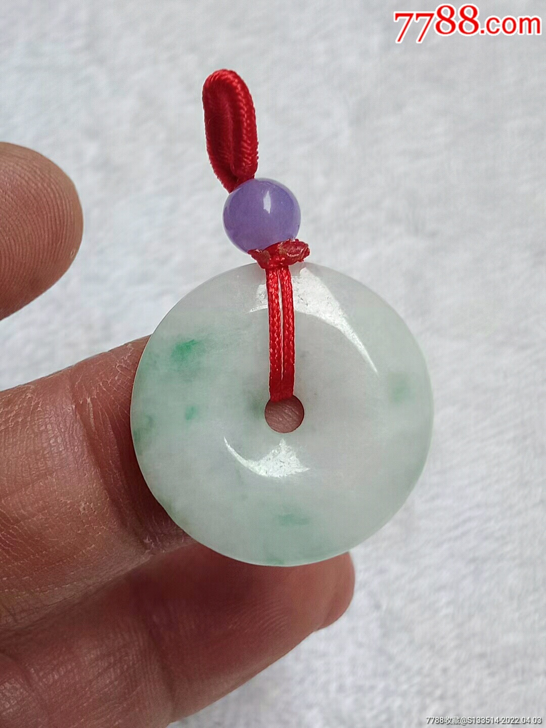 缅甸翡翠4014a2阳绿平安扣挂件送证书