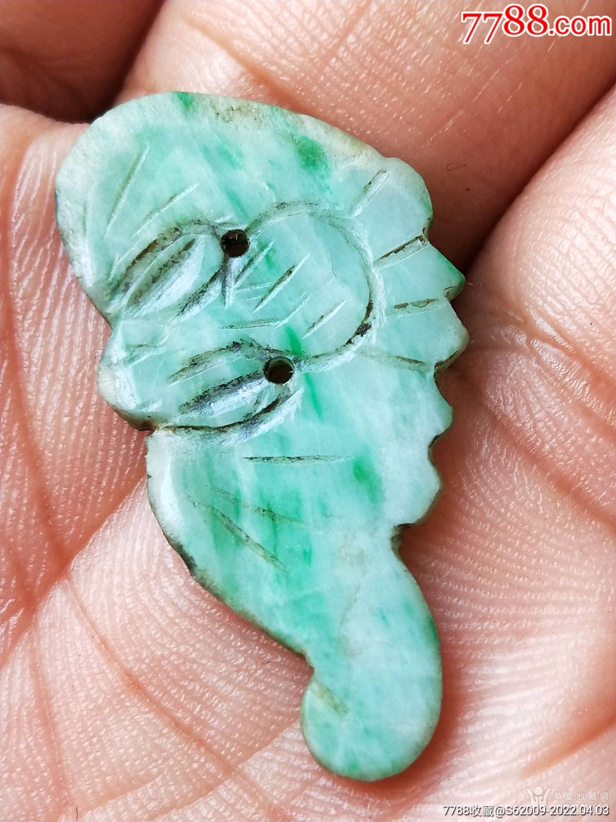 清代好品翡翠蝙蝠帽花