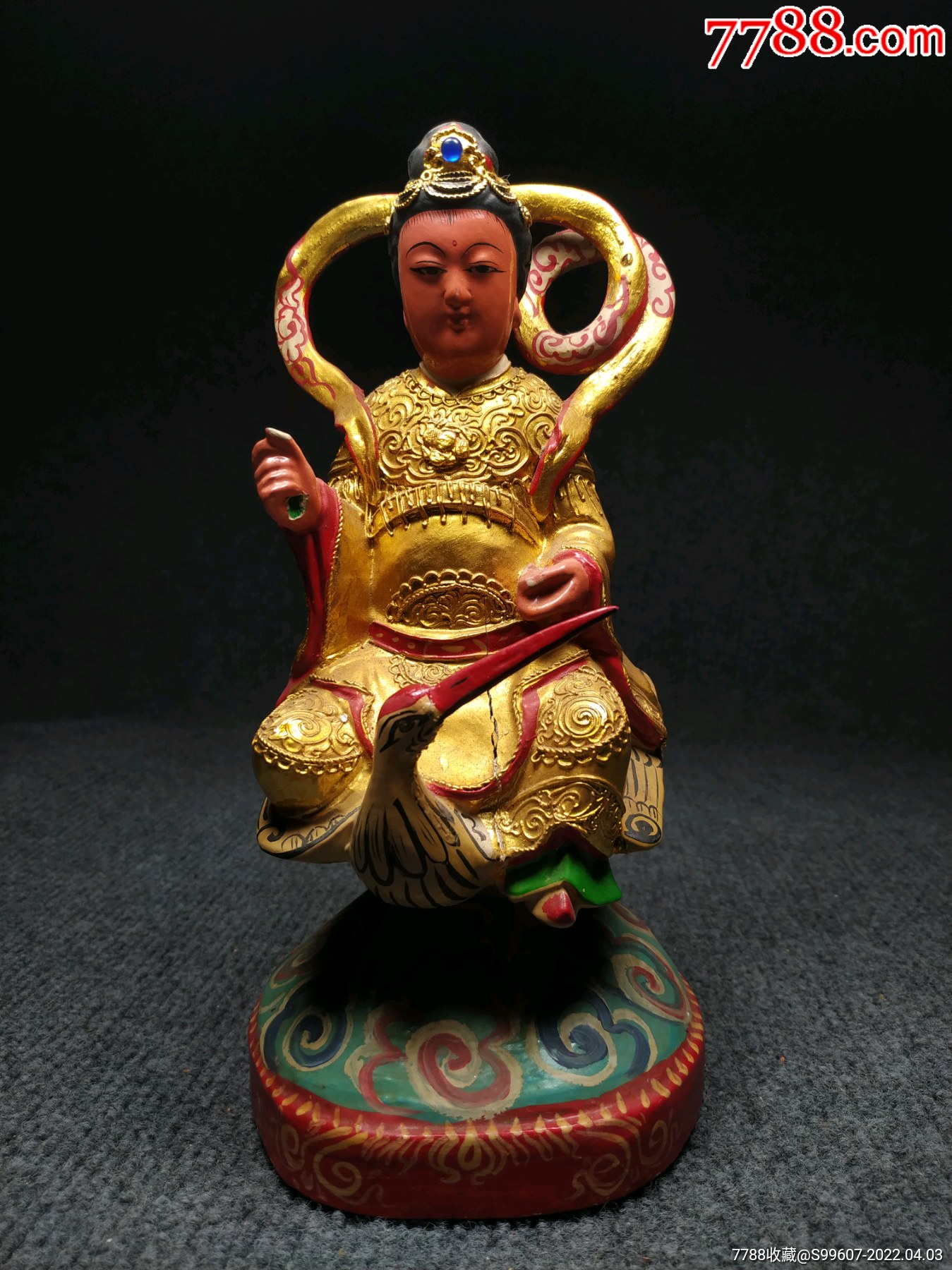 驾鹤仙子老木雕佛像老佛像老摆件