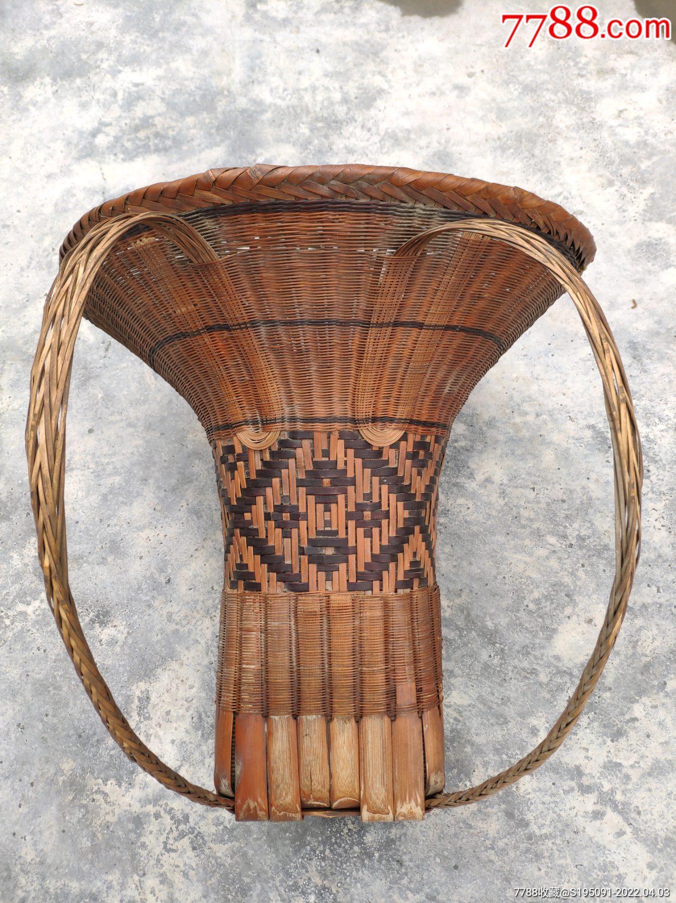 七十年代竹编大口径花背篓老背篓-其他竹制品-7788端砚