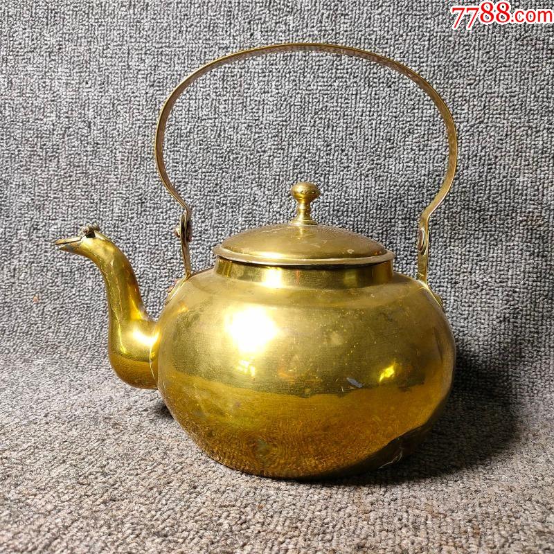 西洋古董19世纪老式铜器黄铜大号铜壶水壶咖啡馆民俗老物件摆件_价格