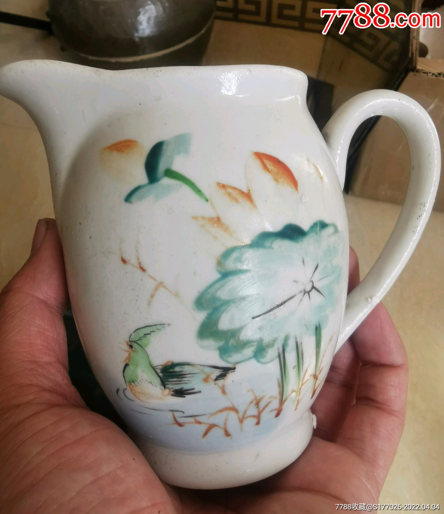 民国粉彩公道杯奶杯花浇漱口杯三个