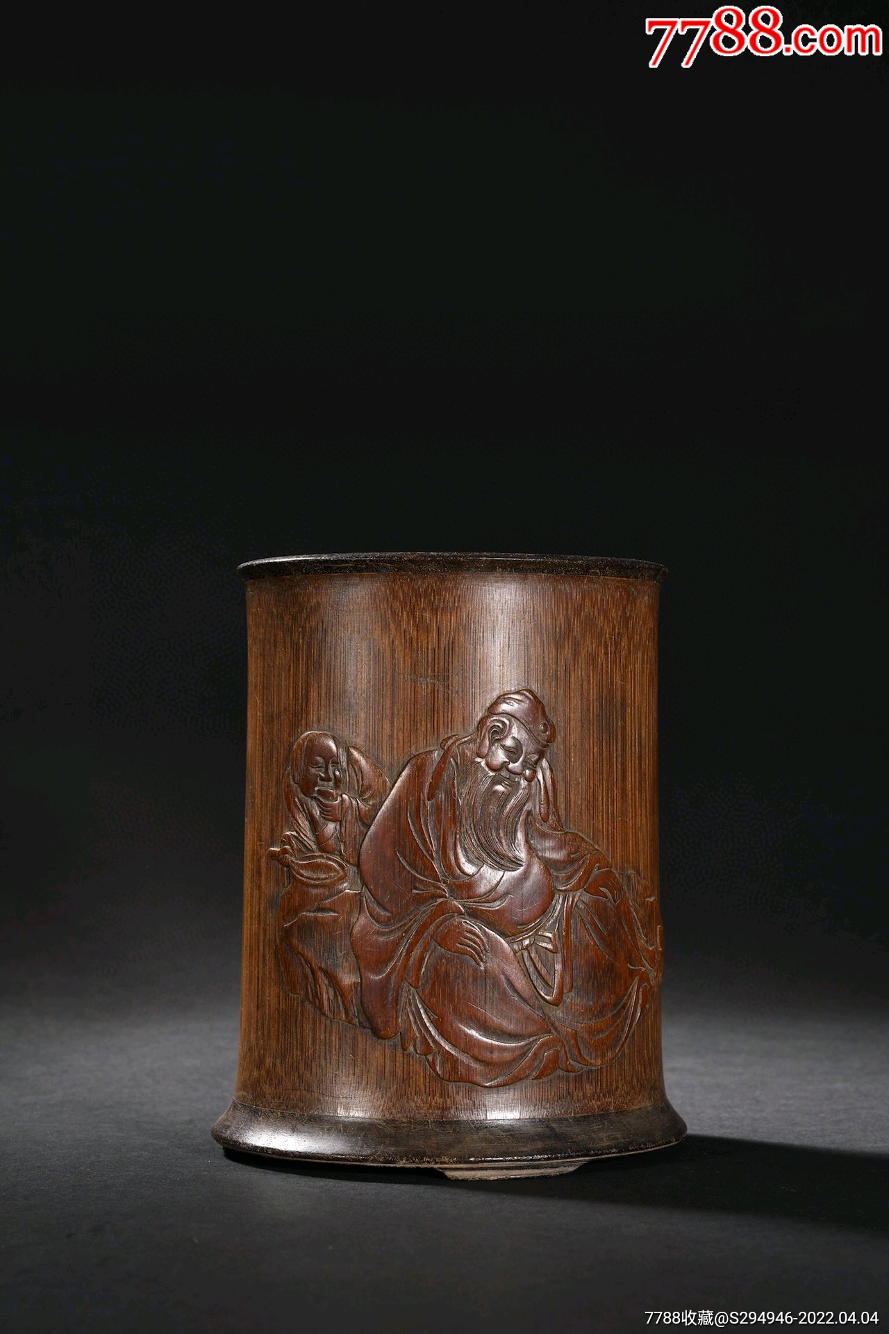 旧藏竹雕人物故事文房笔筒