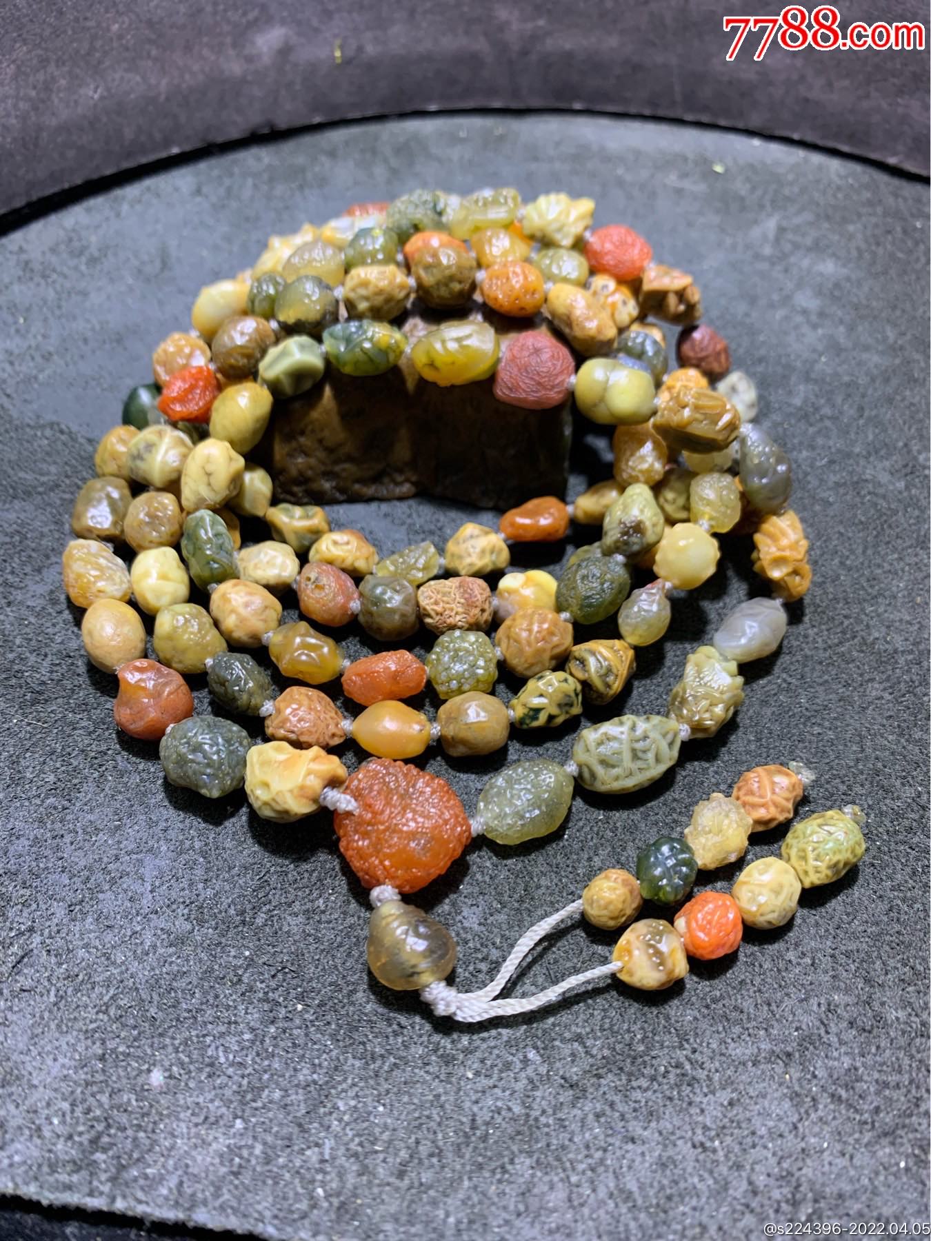 精美阿拉善戈壁筋脉玛瑙原石108项链一条