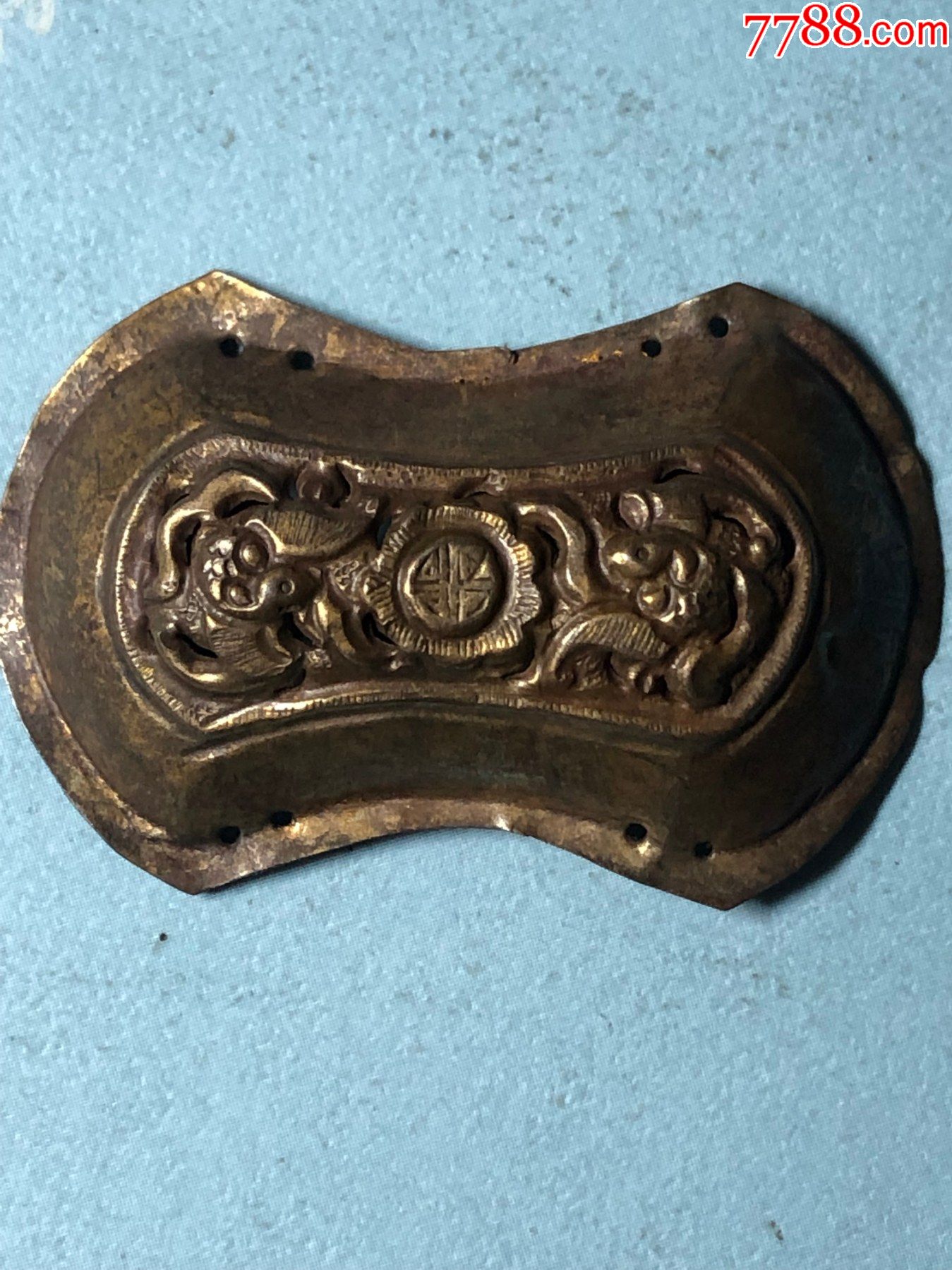 晚清民国银鎏金福禄寿纹帽正-价格:100元-se86350830