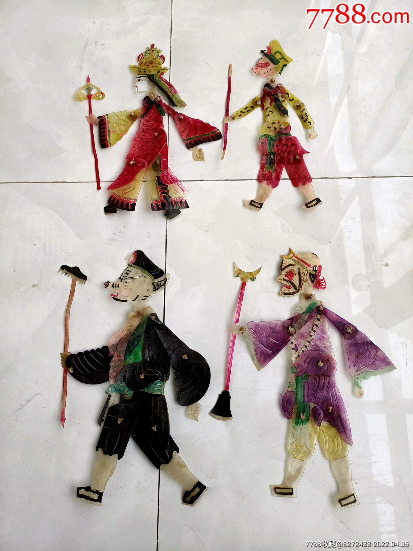 收到五十年代西游记的皮影一组保存完整做工规整色彩艳丽驴皮制