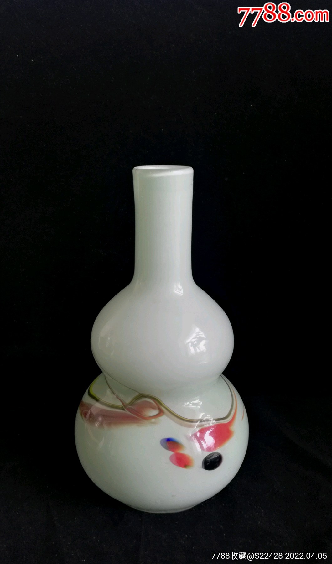 早期彩色绞丝玻璃葫芦型花瓶_其他玻璃工艺_旧书收藏_回收价格_7788