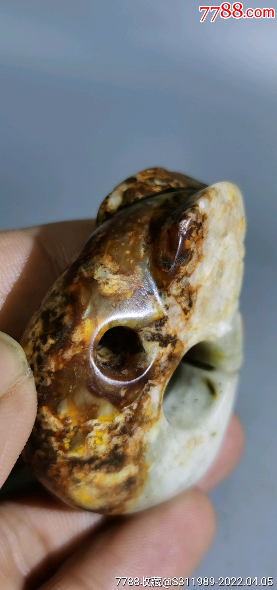 内蒙收的河磨玉玉猪龙风化明显包浆沁入骨红山文化