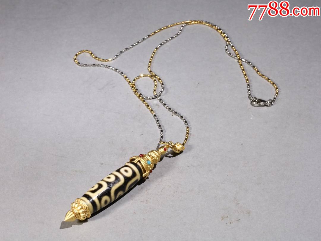 玛瑙包金天珠项链