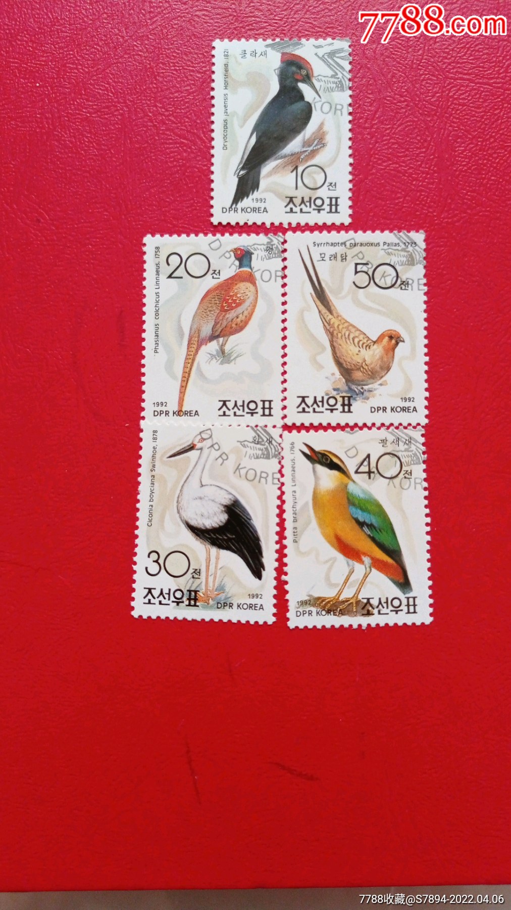 朝鲜邮票1992年鸟5枚