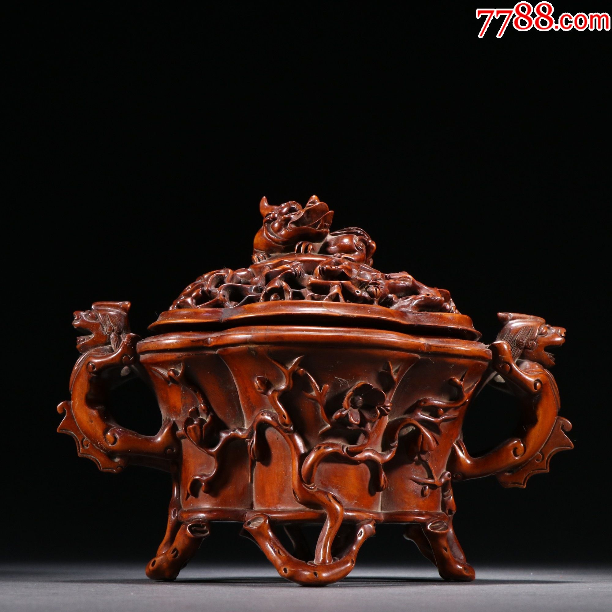 黄杨木梅花纹瑞兽钮香薰炉._价格18000元_第1张_7788收藏__收藏热线