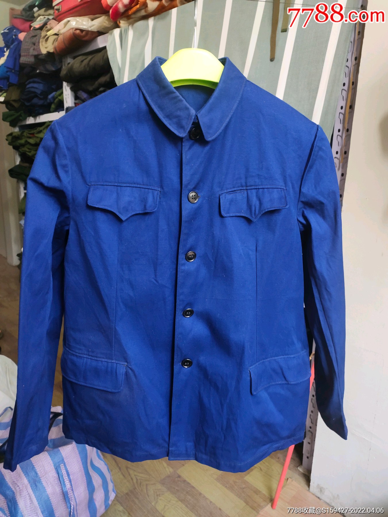 全新蓝棉布中山装人民服