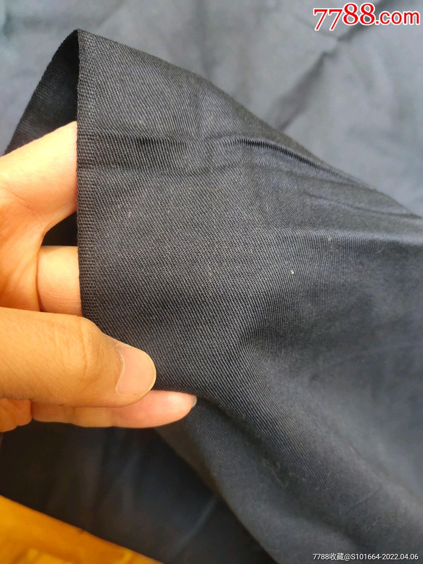 一块斜纹棉布青灰色老布料