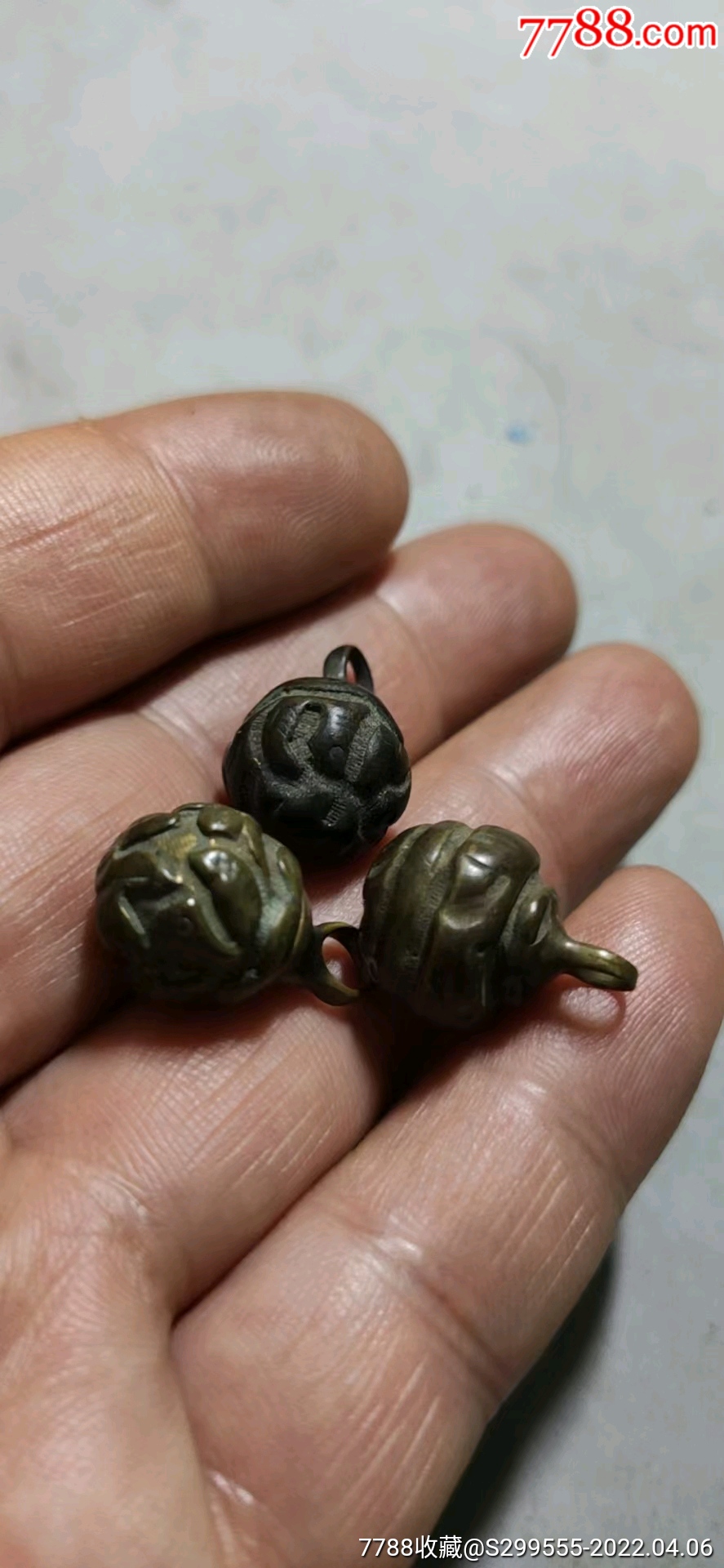 精品清代铜扣三个实心漂亮100