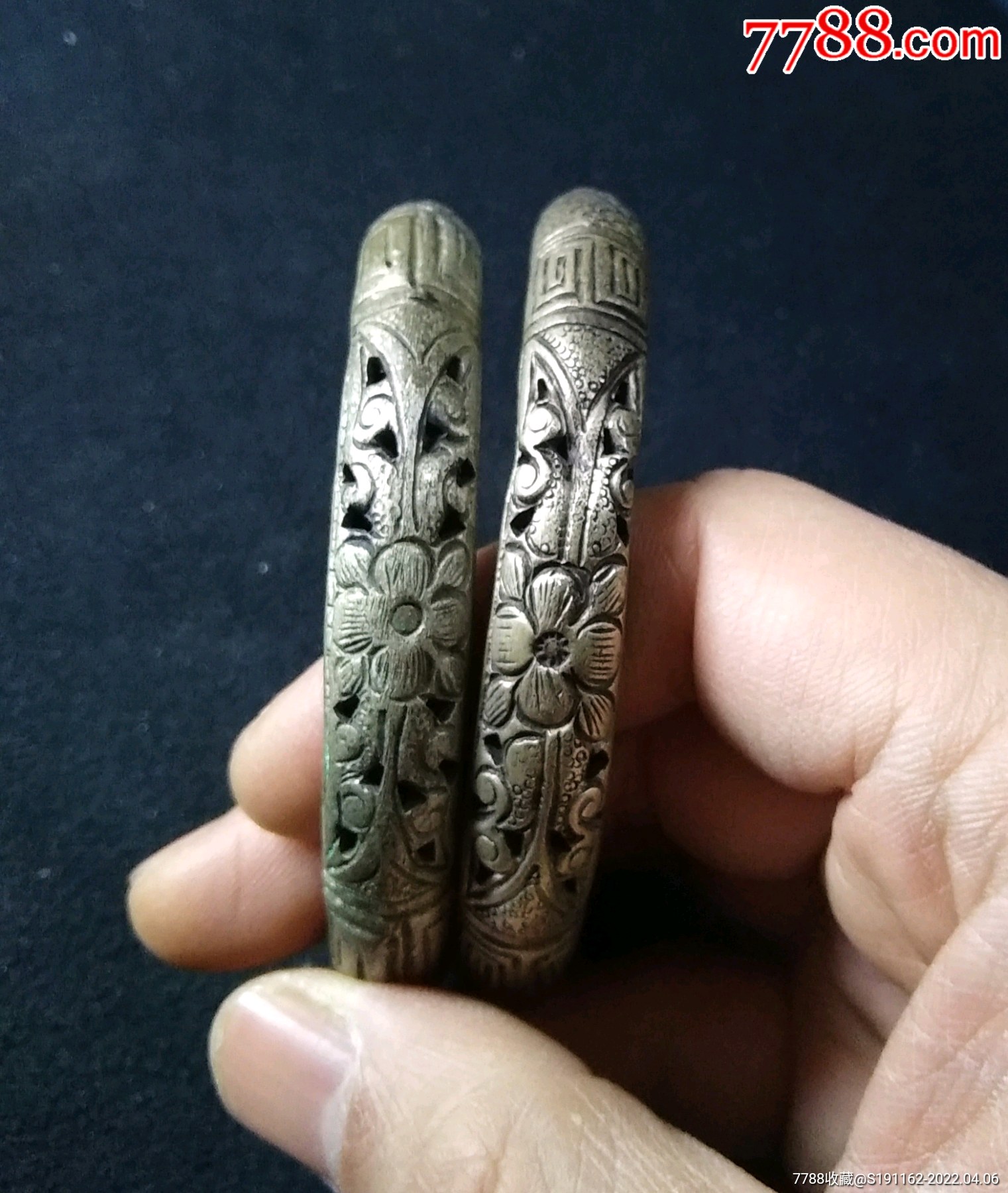 精品清末民国时期镂空银手镯-价格:750元-se86380589-银镯-零售-7788