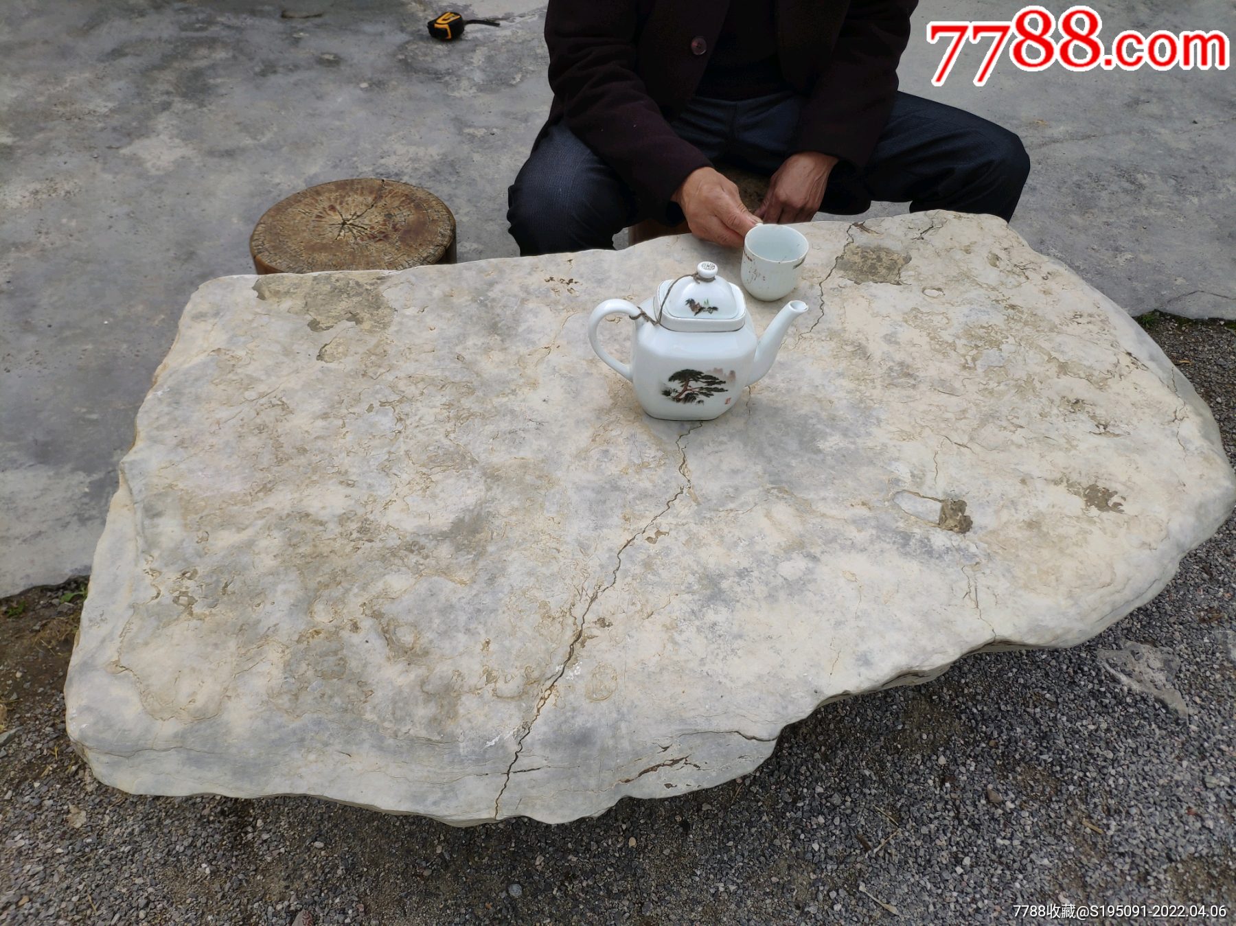 天然风化青石板茶盘茶台石桌