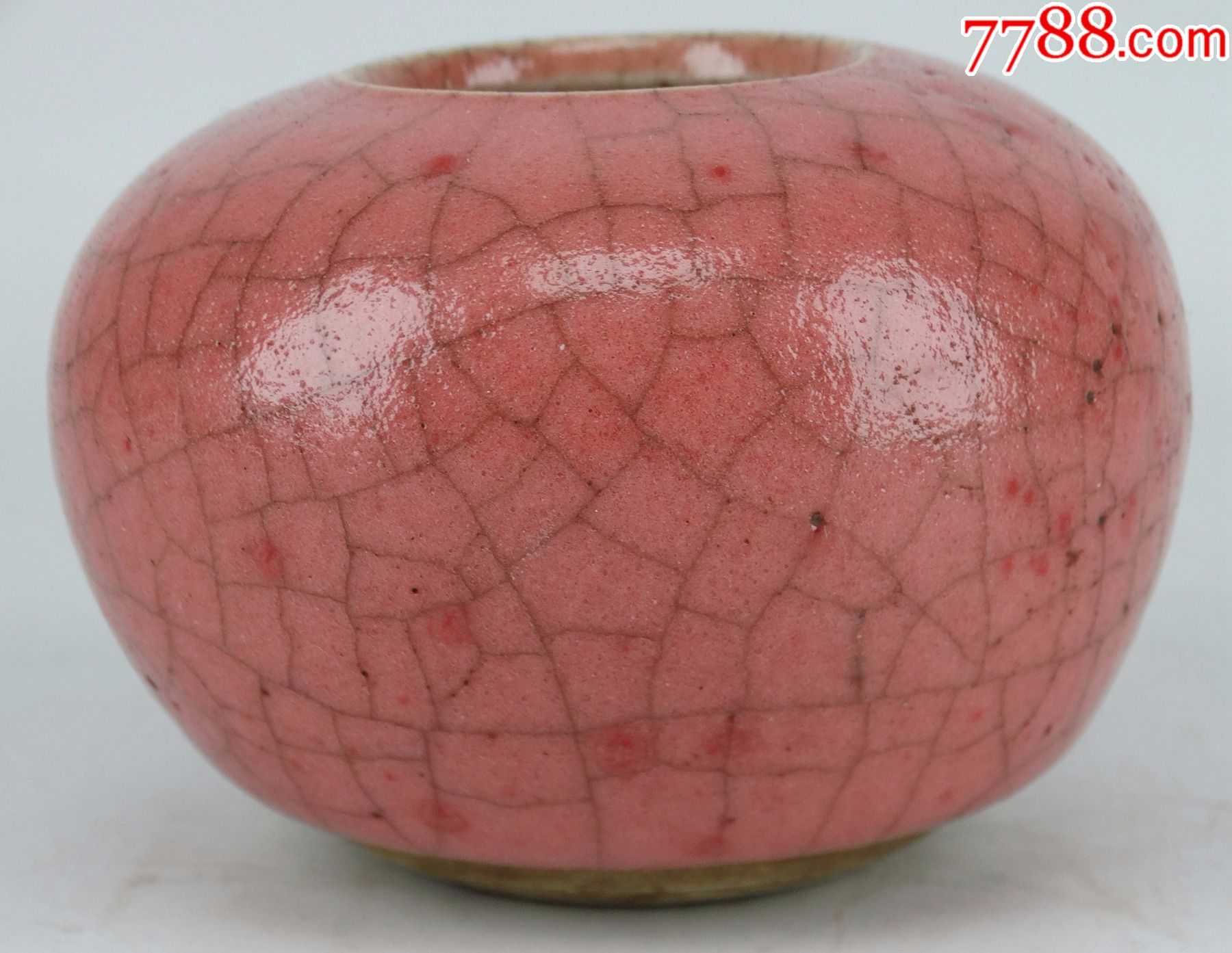 117#文房用品水盂水丞完美全品单色红釉胭脂红红哥釉-价格:288元-se8