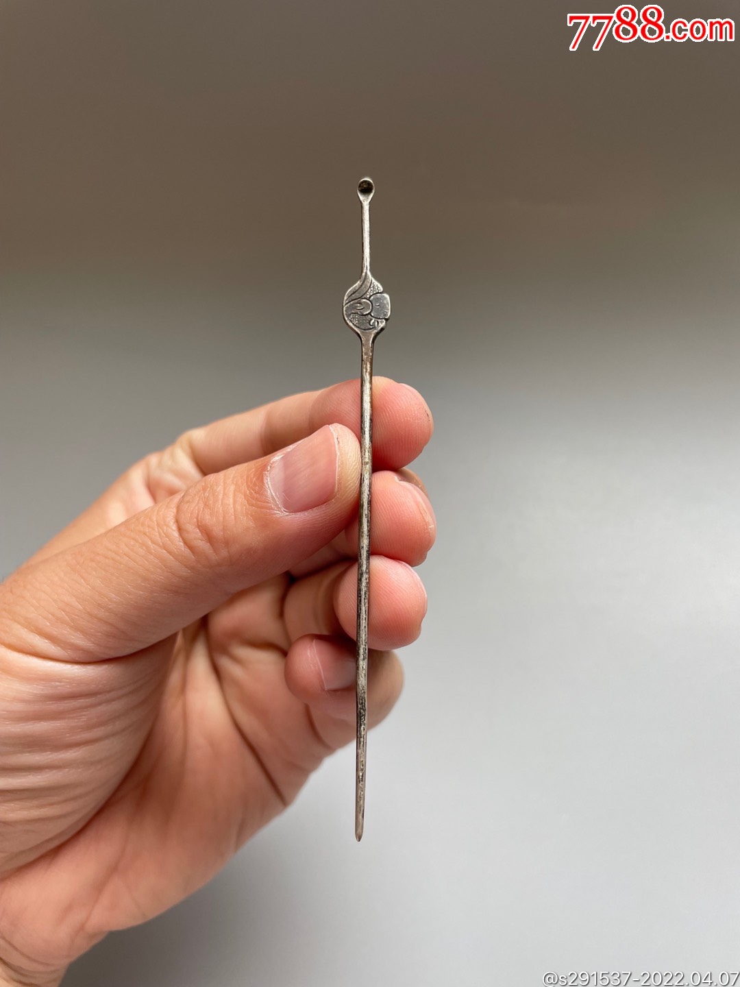 清代刻花银耳勺